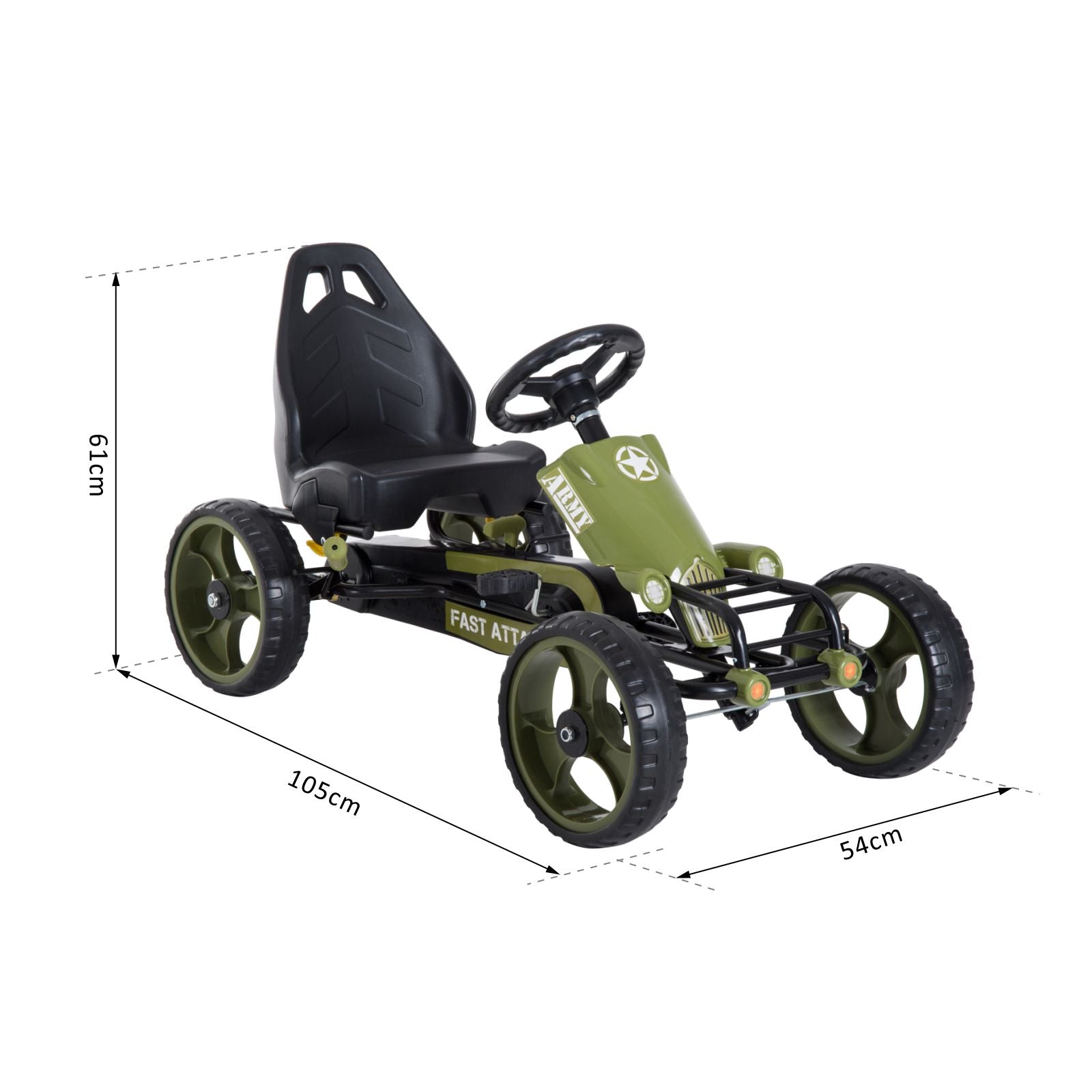 HOMCOM Kids Go Kart Racer Adjustable Seat Green