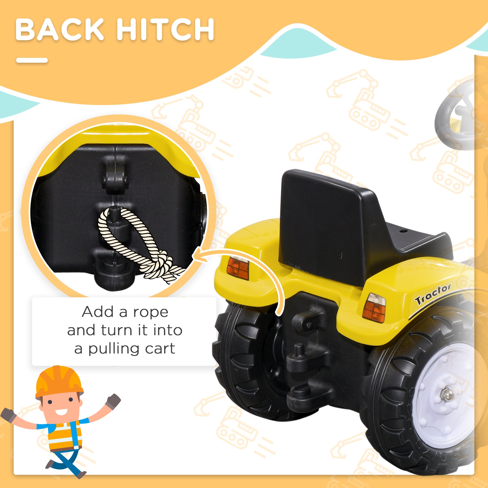 HOMCOM Pedal Go Kart Excavator Toy for 3 Years Old