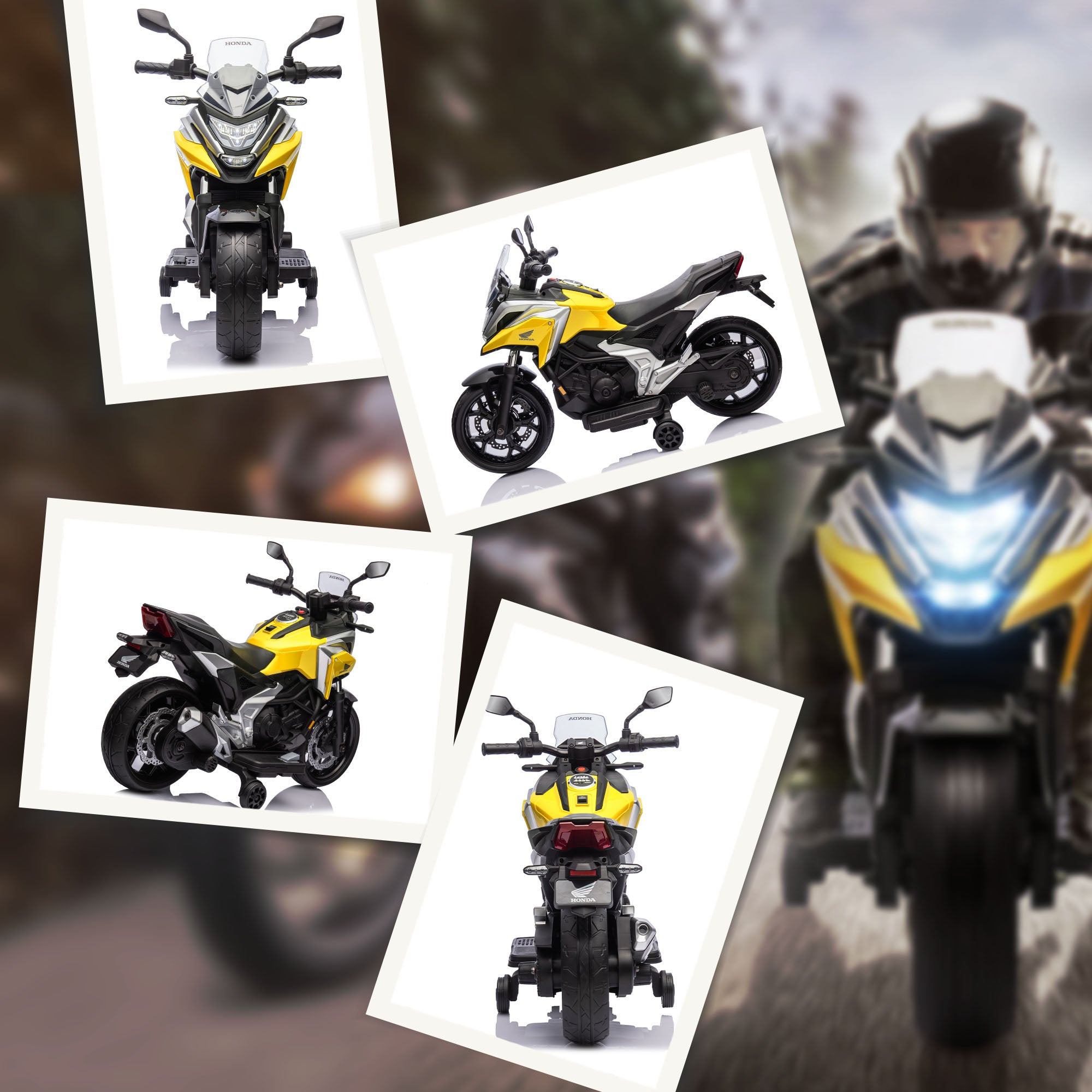 AIYAPLAY Honda 12V Kids Electric Motorbike - Yellow