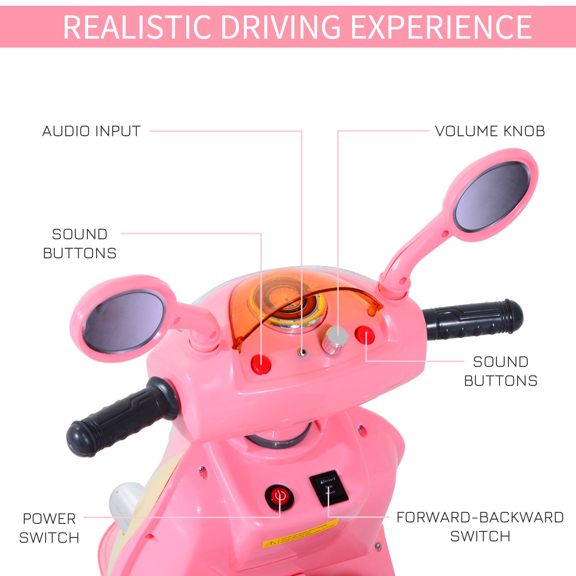 HOMCOM 6V Kids Electric Motorbike - Pink