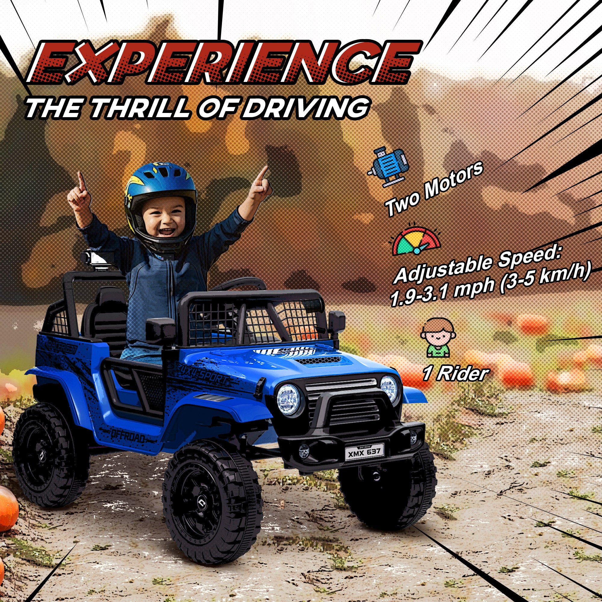 AIYAPLAY 12V Kids Ride-On Truck - Blue