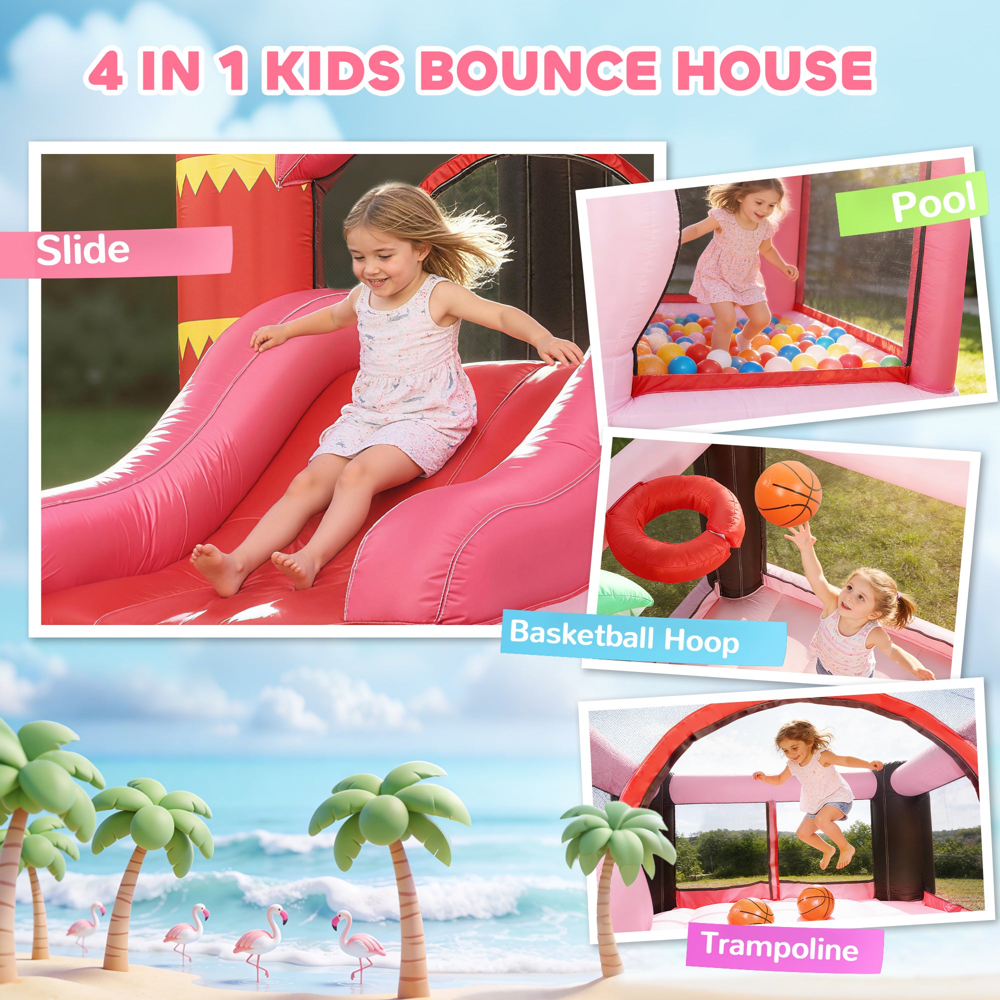 AIYAPLAY Bounce House with Ball Pit & Basketball Hoop