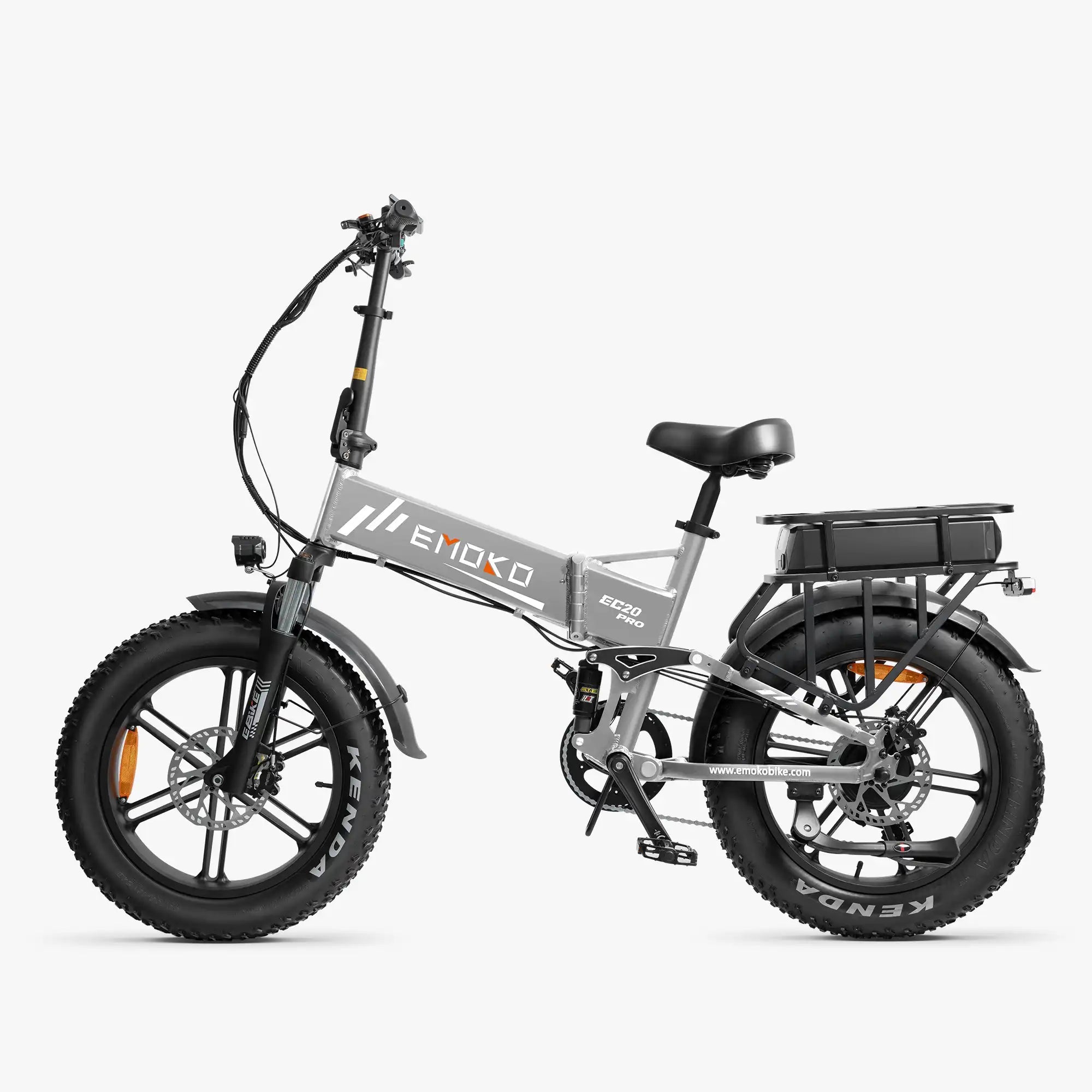 Emoko EC20 Pro dual battery electric bike in silver