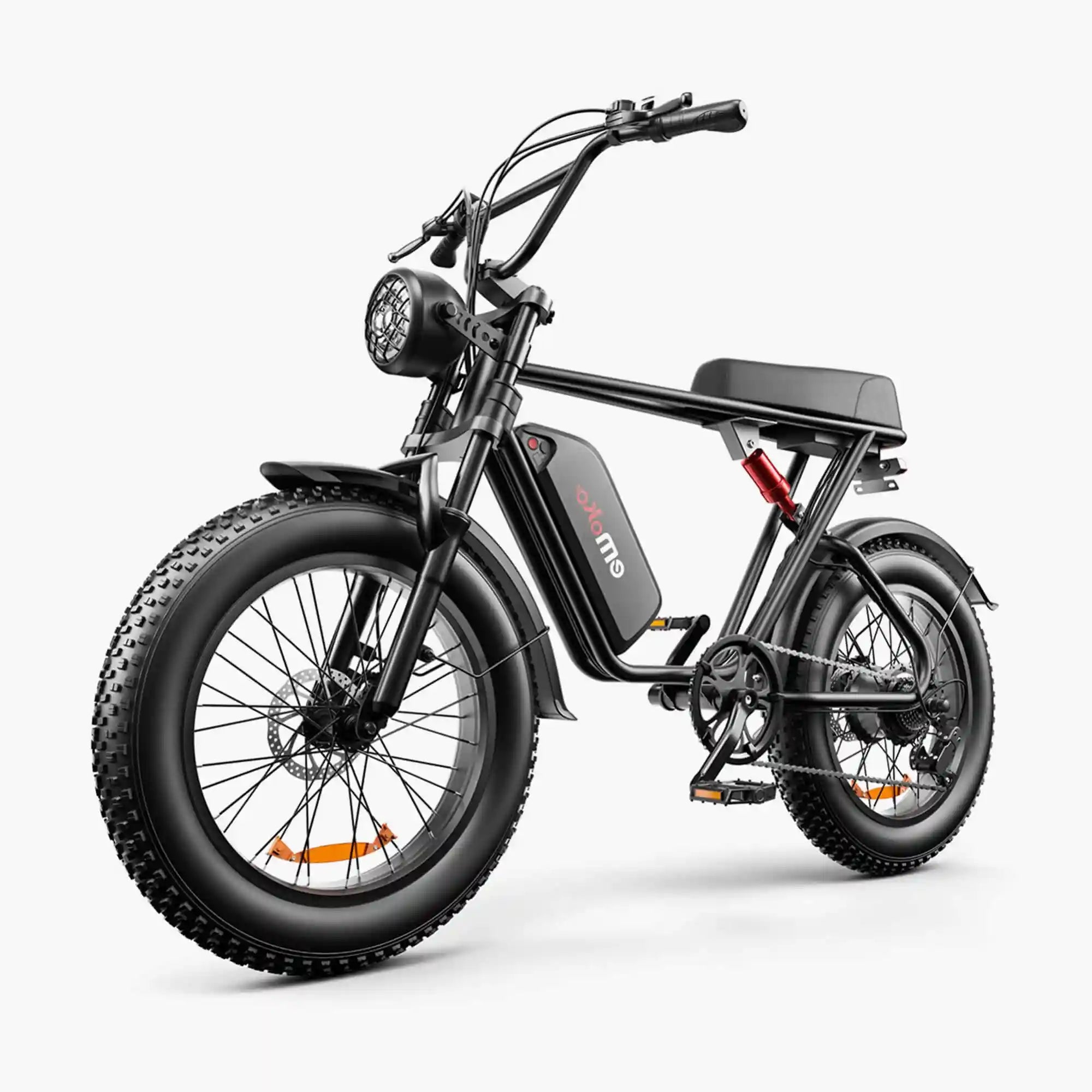 Emoko C91 electric bike front three-quarter view with black seat