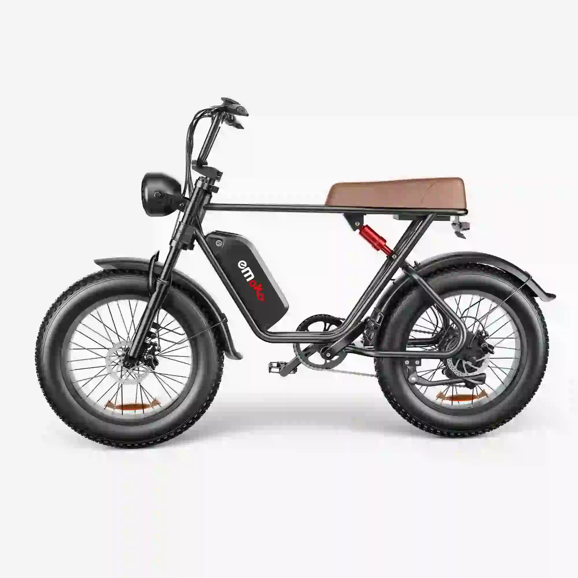 Emoko C91 electric bike side profile with brown seat