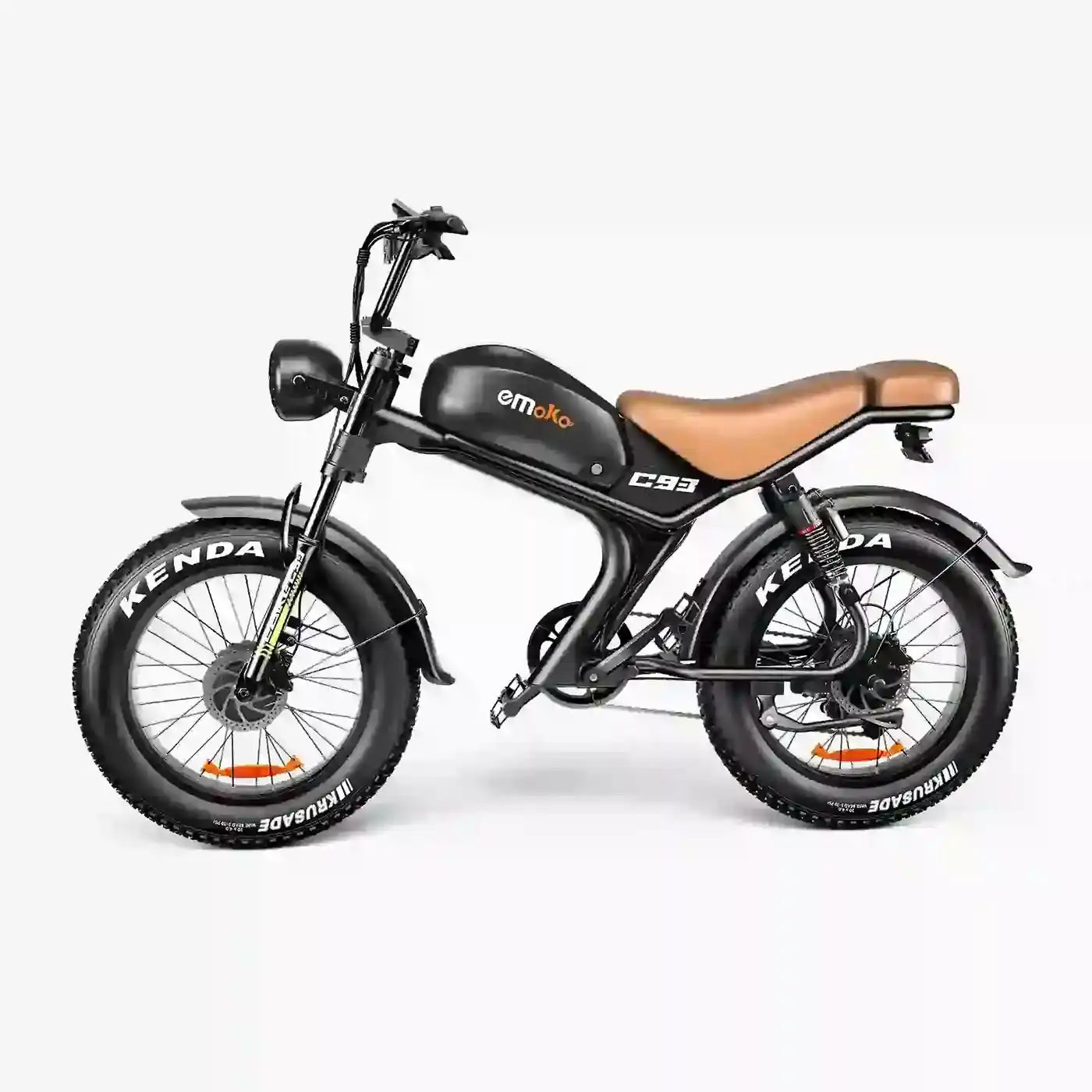 Emoko C93 electric bike side profile with brown seat