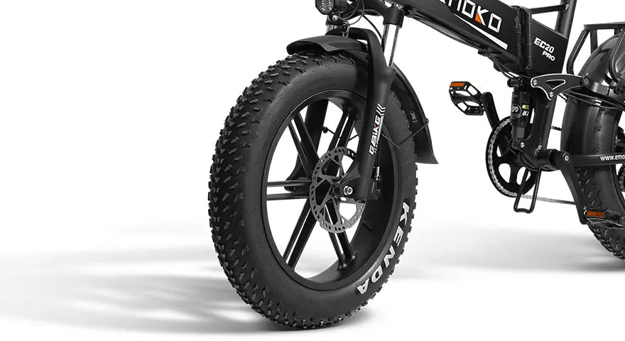 Emoko EC20 Pro electric bike front fat tyre and suspension fork