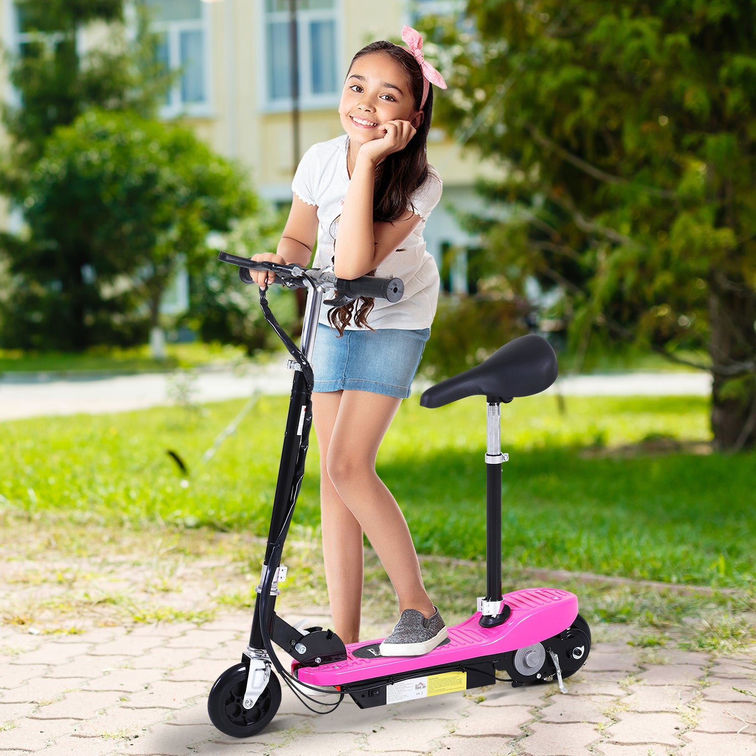 HOMCOM Kids Electric Scooter with Seat & Brakes