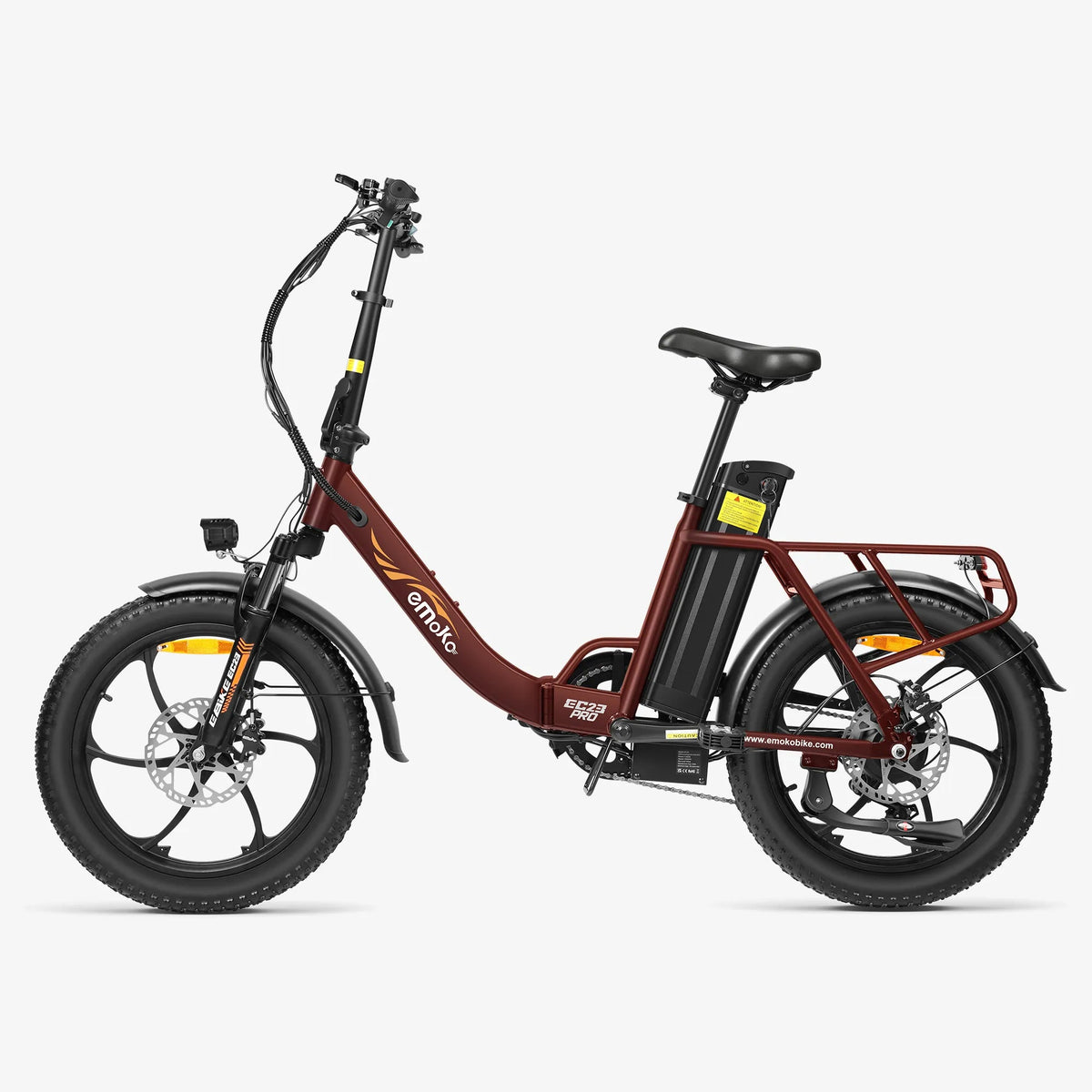 Emoko EC23 Pro folding electric bike in wine red