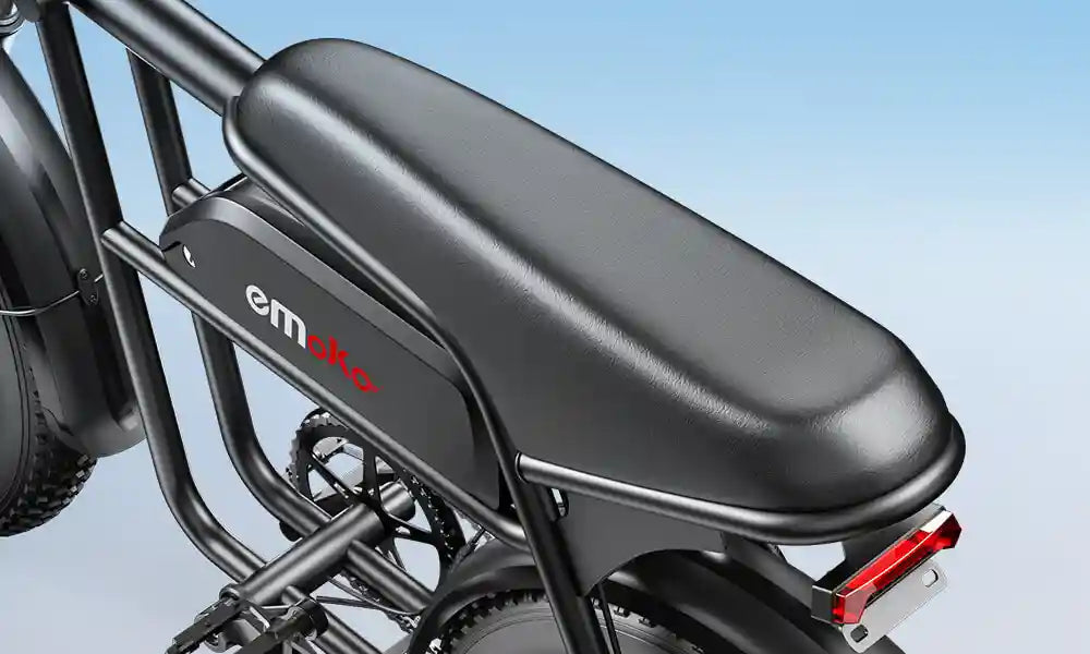 Emoko C99 electric bike saddle and battery area