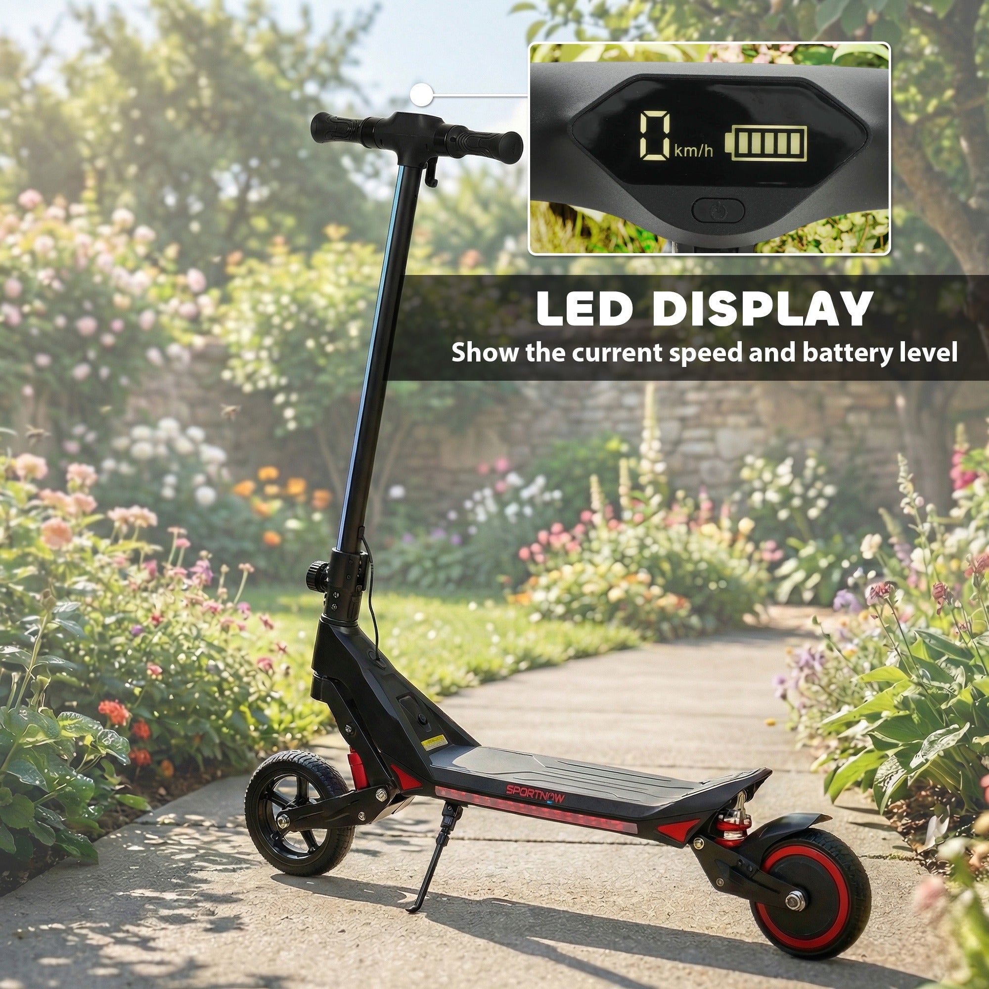 SPORTNOW Kids Foldable Electric Scooter with LED Display