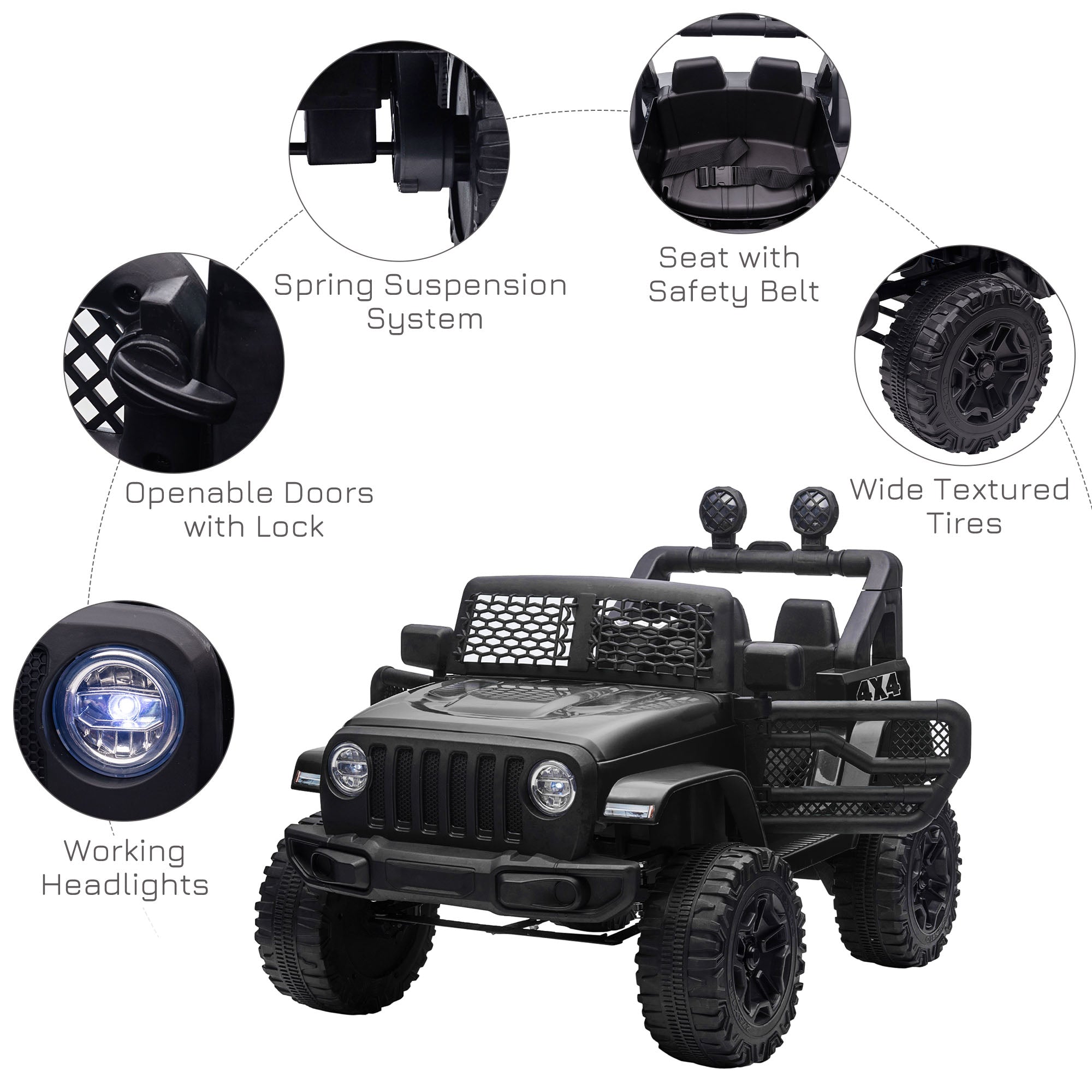 HOMCOM 12V Kids Off-Road Ride-On Car / Truck - Black