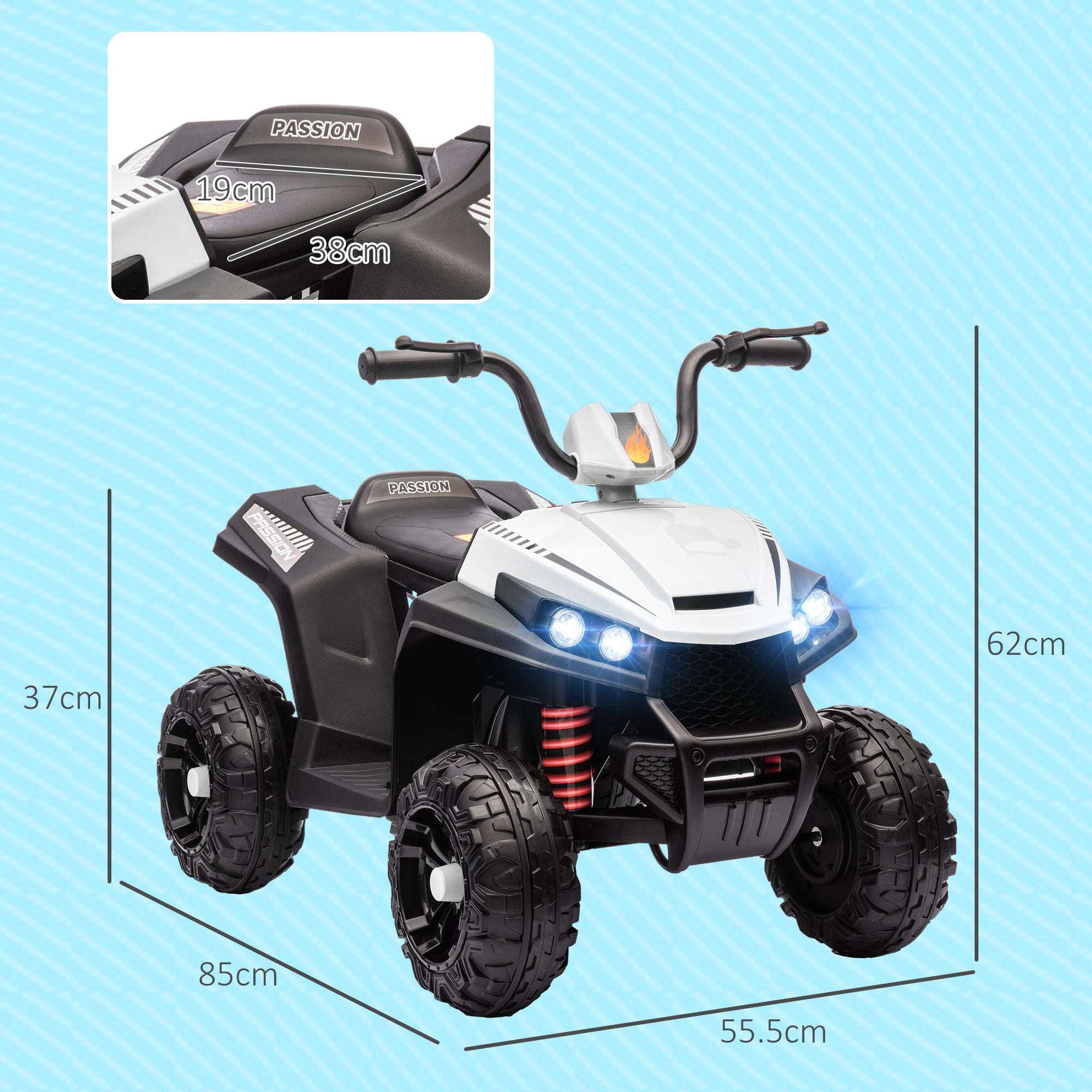 AIYAPLAY 12V Kids Electric Quad Bike - White