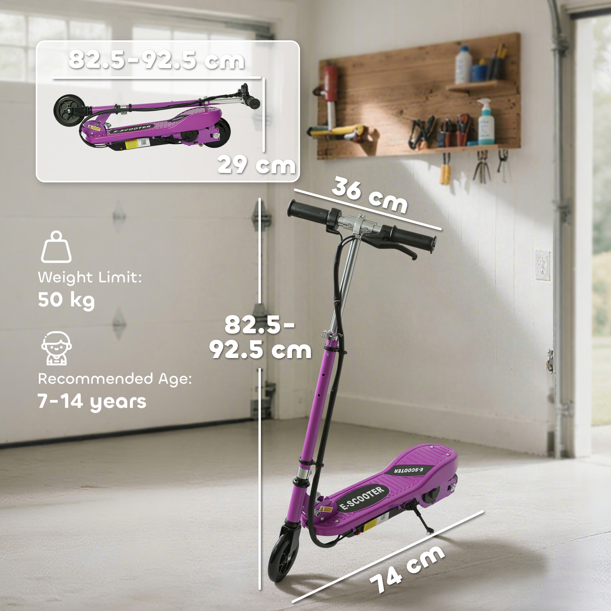 HOMCOM Foldable Kids Electric Scooter