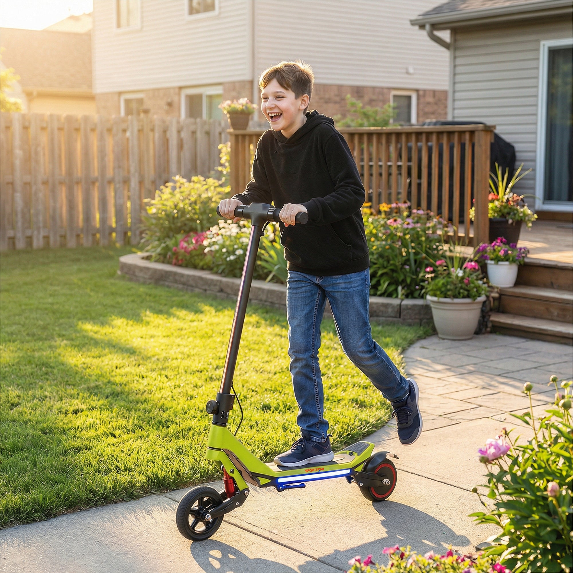 SPORTNOW Kids Foldable Electric Scooter with LED Display