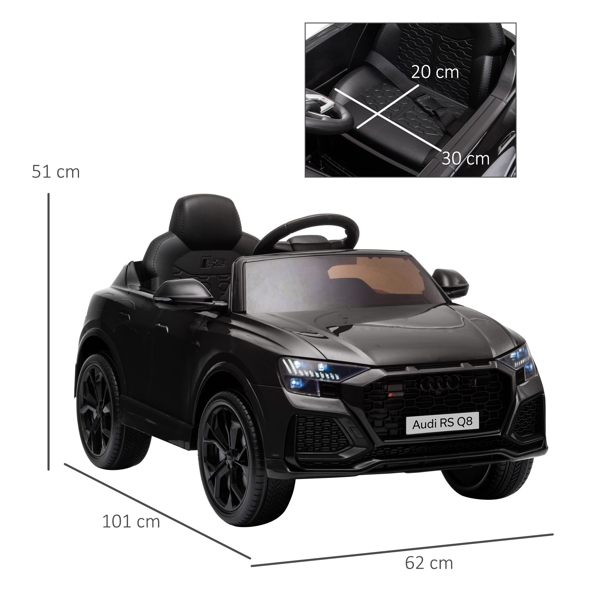 HOMCOM Audi RS Q8 6V Kids Ride-On Car - Black
