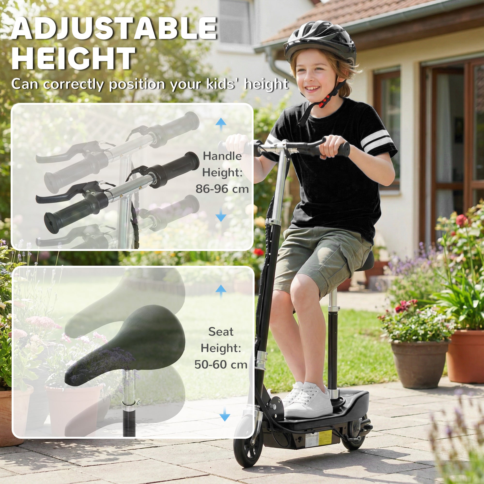 HOMCOM Kids Electric Scooter with Seat & Brakes