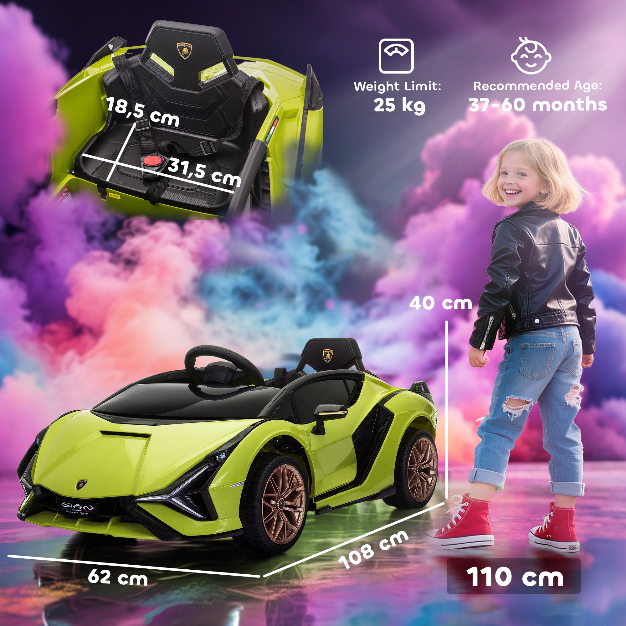 HOMCOM Lamborghini Sian 12V Kids Ride-On Car