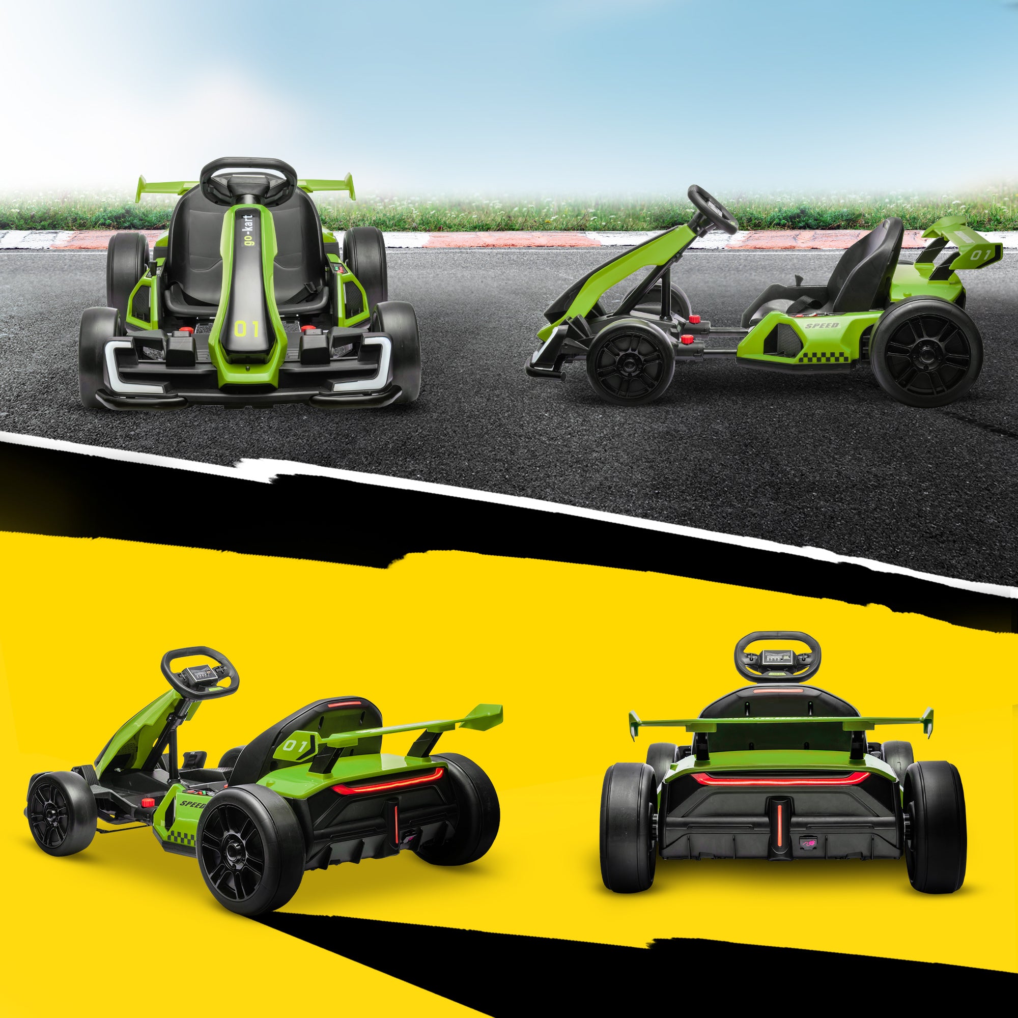 HOMCOM 24V Electric Go Kart for Kids with Adjustable Seat for 6-12 Years