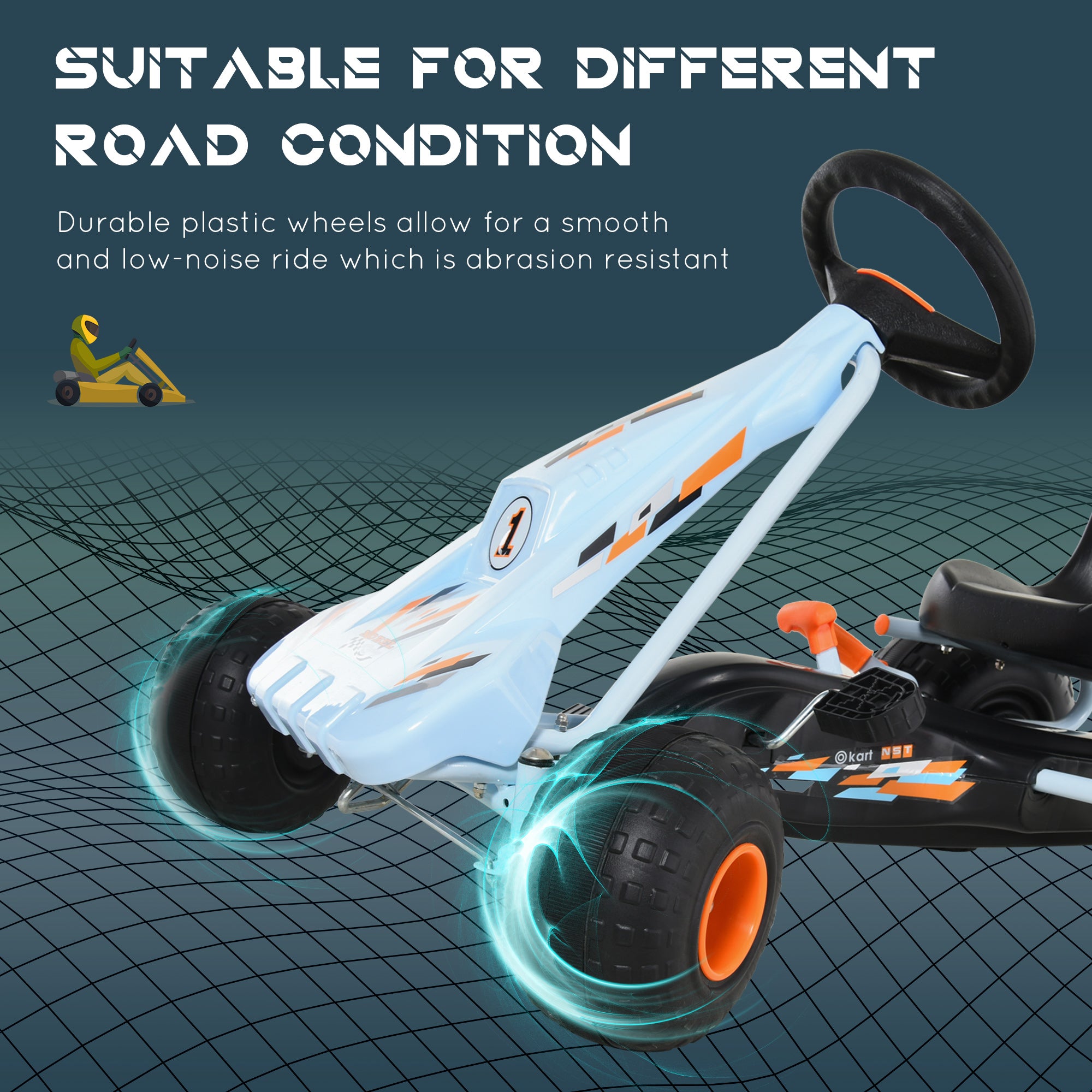 HOMCOM Kids Pedal Go Kart Adjustable Seat 97x66cm