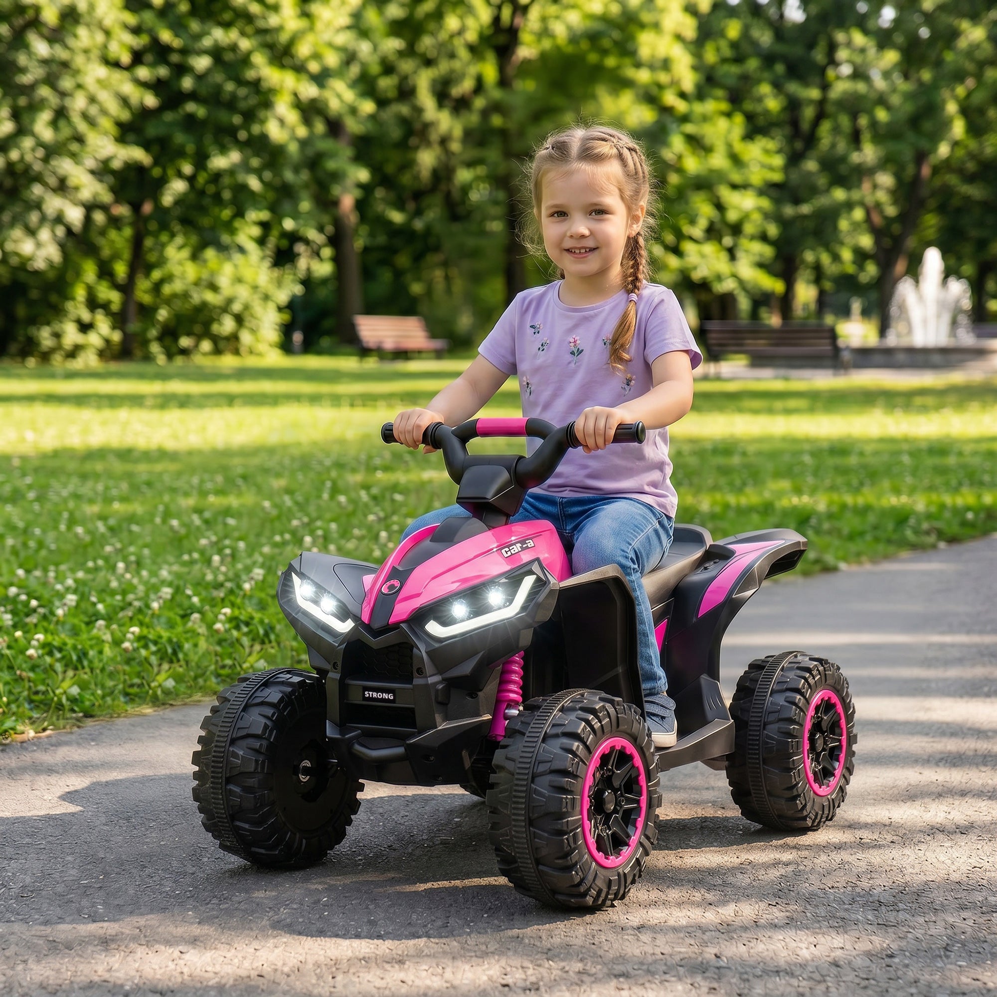 HOMCOM 12V Kids Electric Quad Bike - Pink