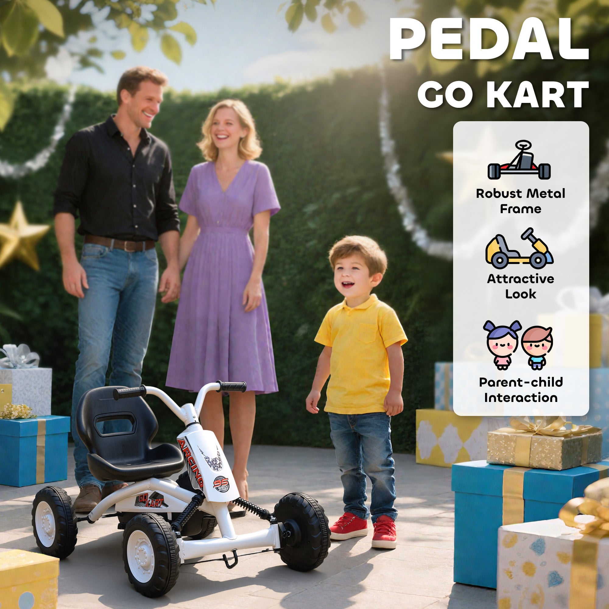 AIYAPLAY Kids Pedal Go Kart Steel Frame