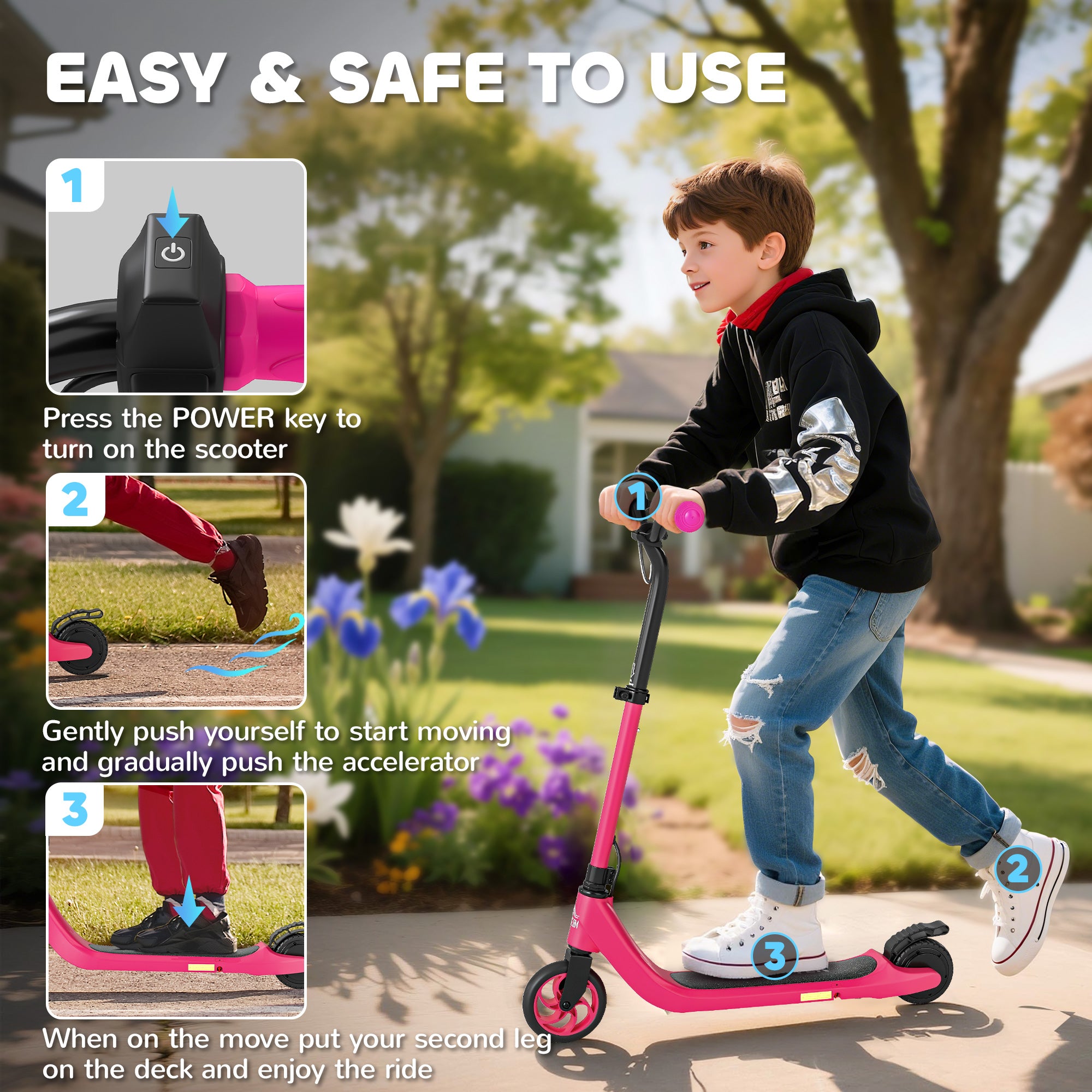 HOMCOM Kids Electric Scooter Adjustable Height