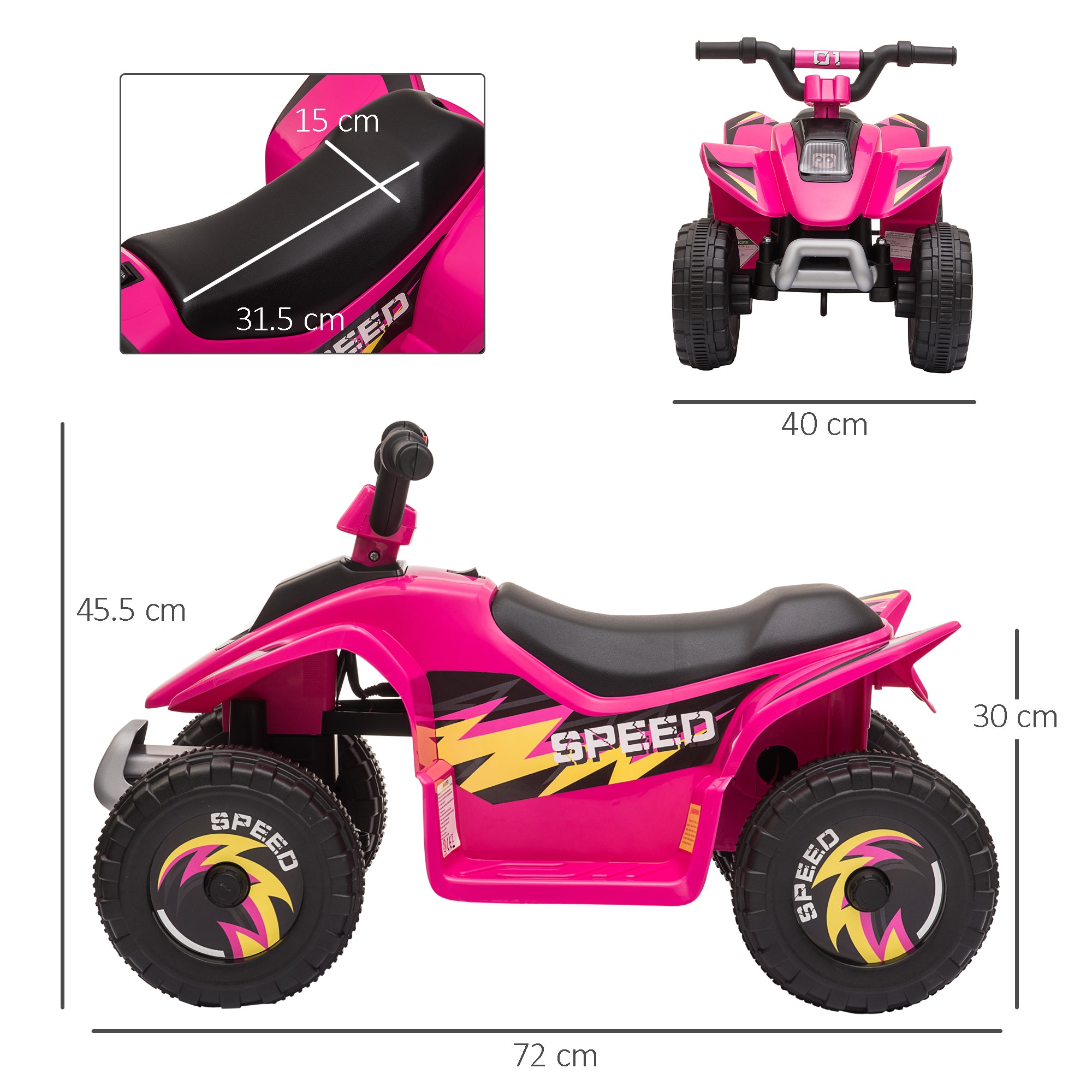 HOMCOM 6V Toddler Electric Ride-On / Quad Car - Pink