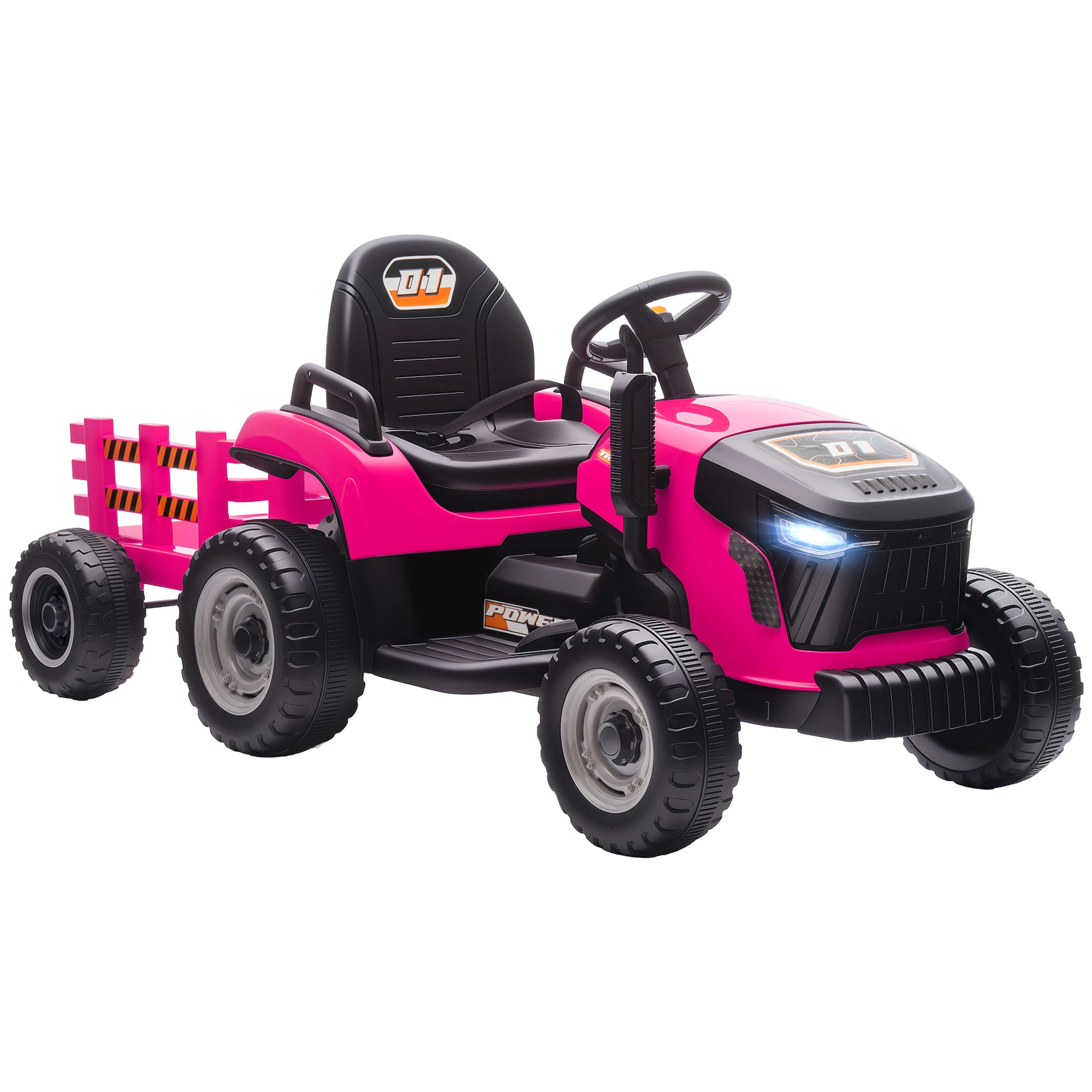 AIYAPLAY 12V Kids Ride-On Tractor with Trailer