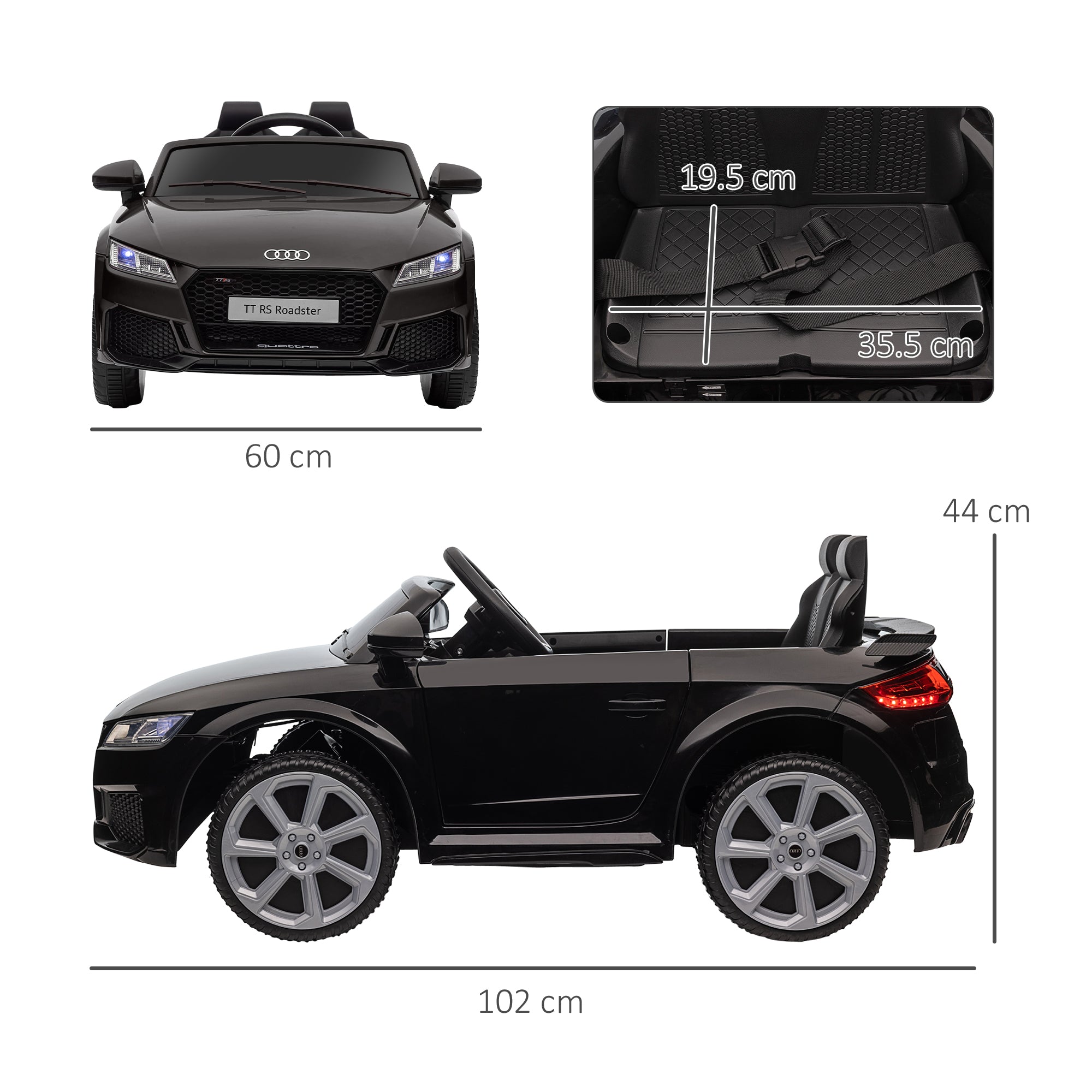 HOMCOM Audi TT / TT RS 12V Kids Ride-On Car - Black