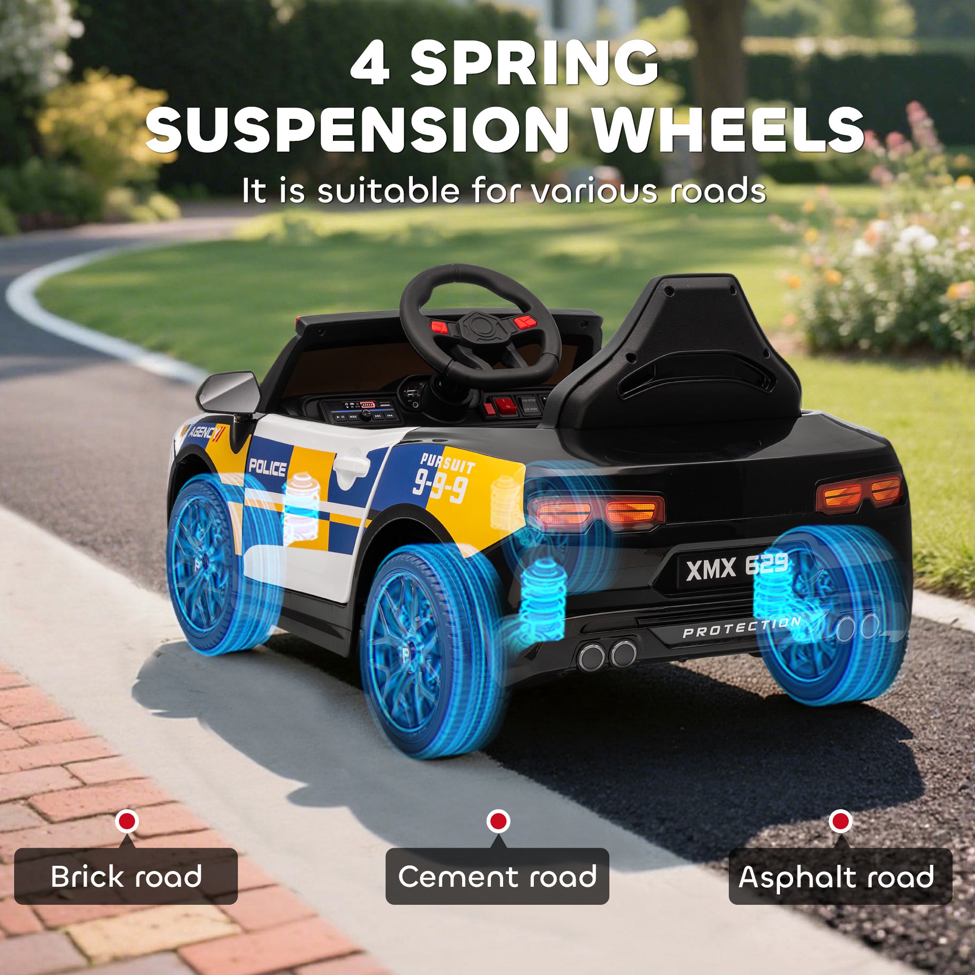 AIYAPLAY Kids Electric Police Car with Remote