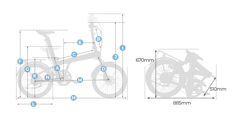 ADO Air 20 Ultra 2026 Folding Electric Bike dimensions