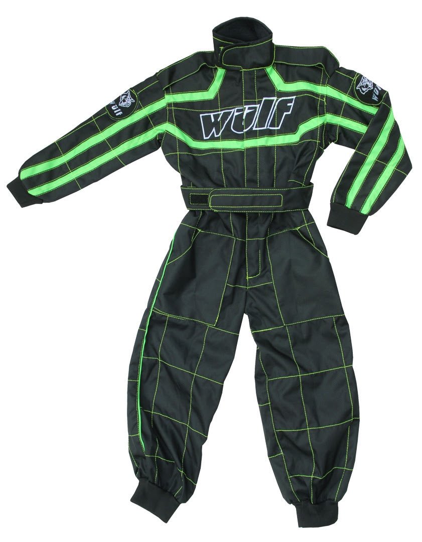 Wulfsport Cub Racing Suit - Black/Green
