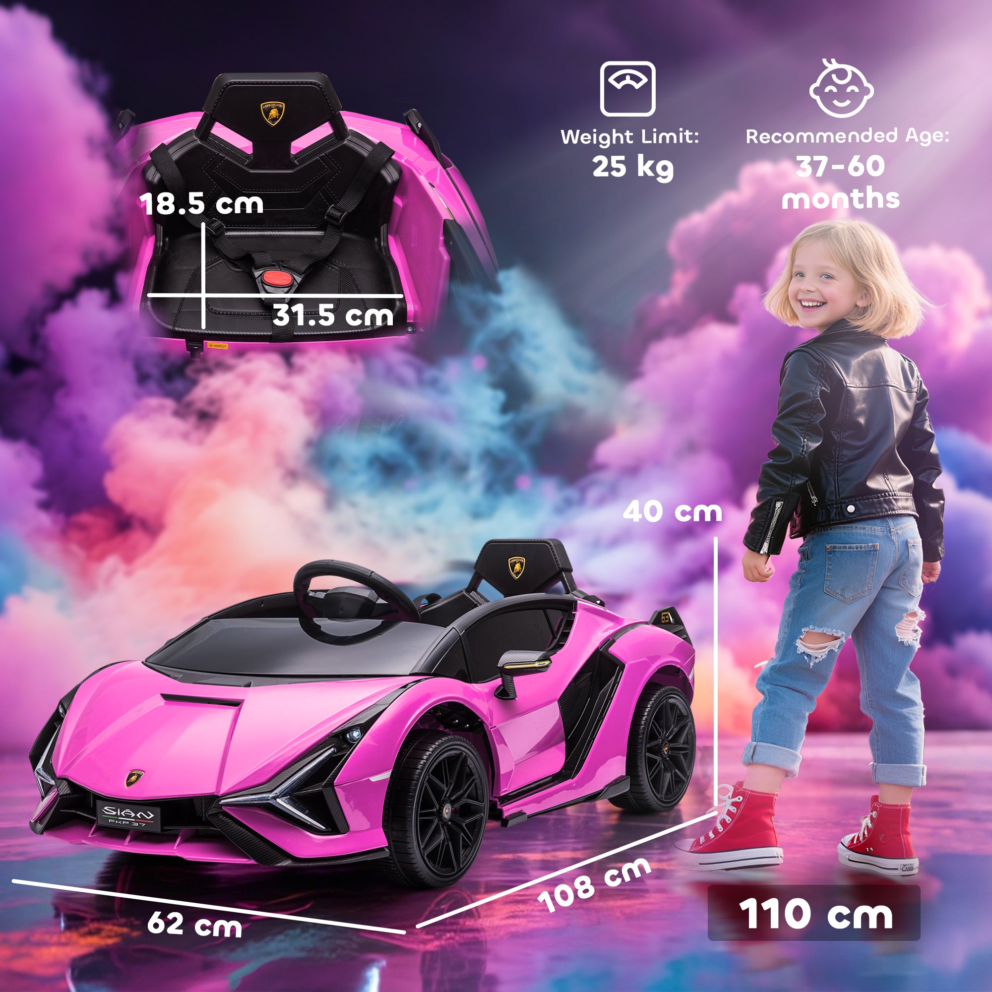 HOMCOM Lamborghini Sian 12V Kids Ride-On Car