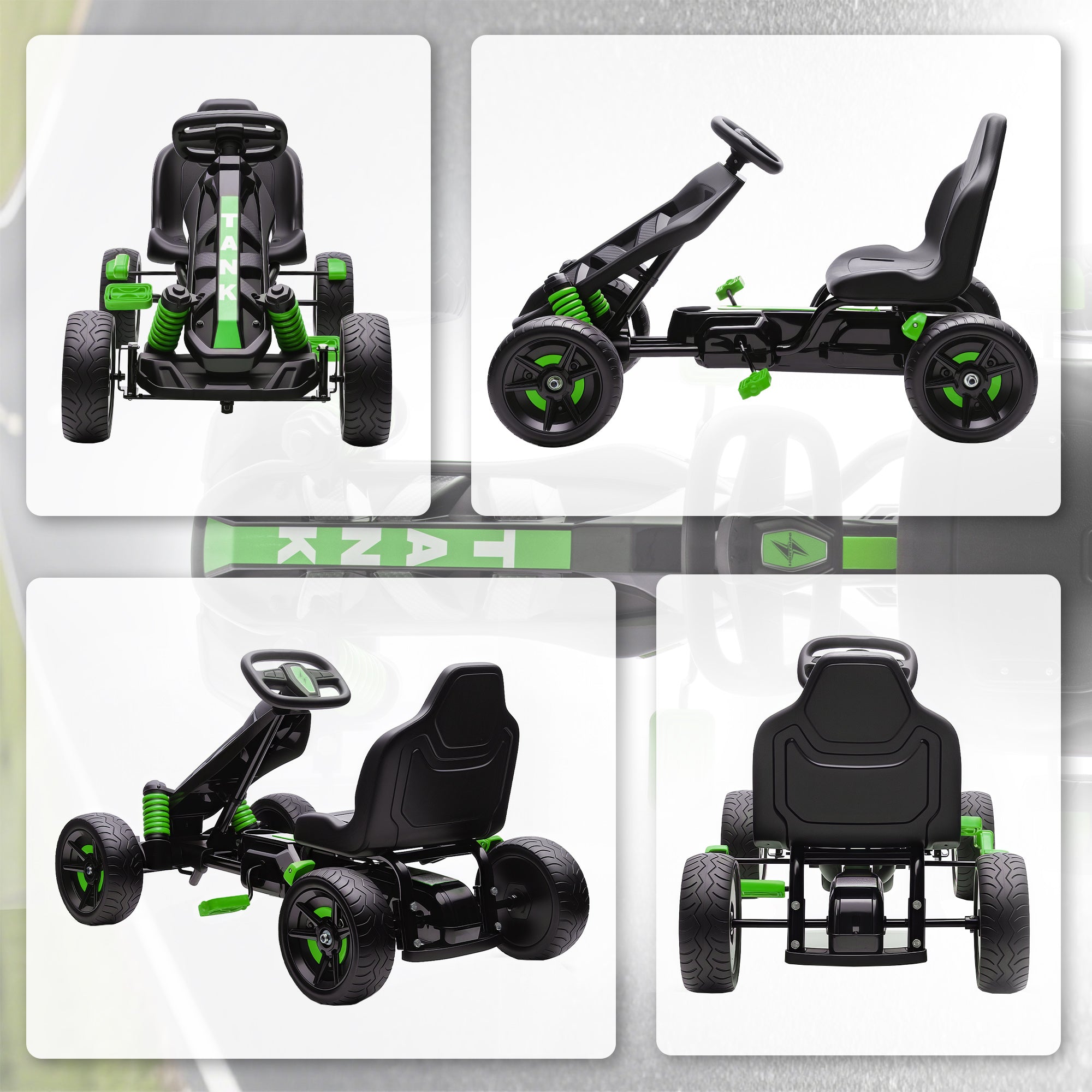 AIYAPLAY Kids Pedal Go Kart with Brake EVA Wheels
