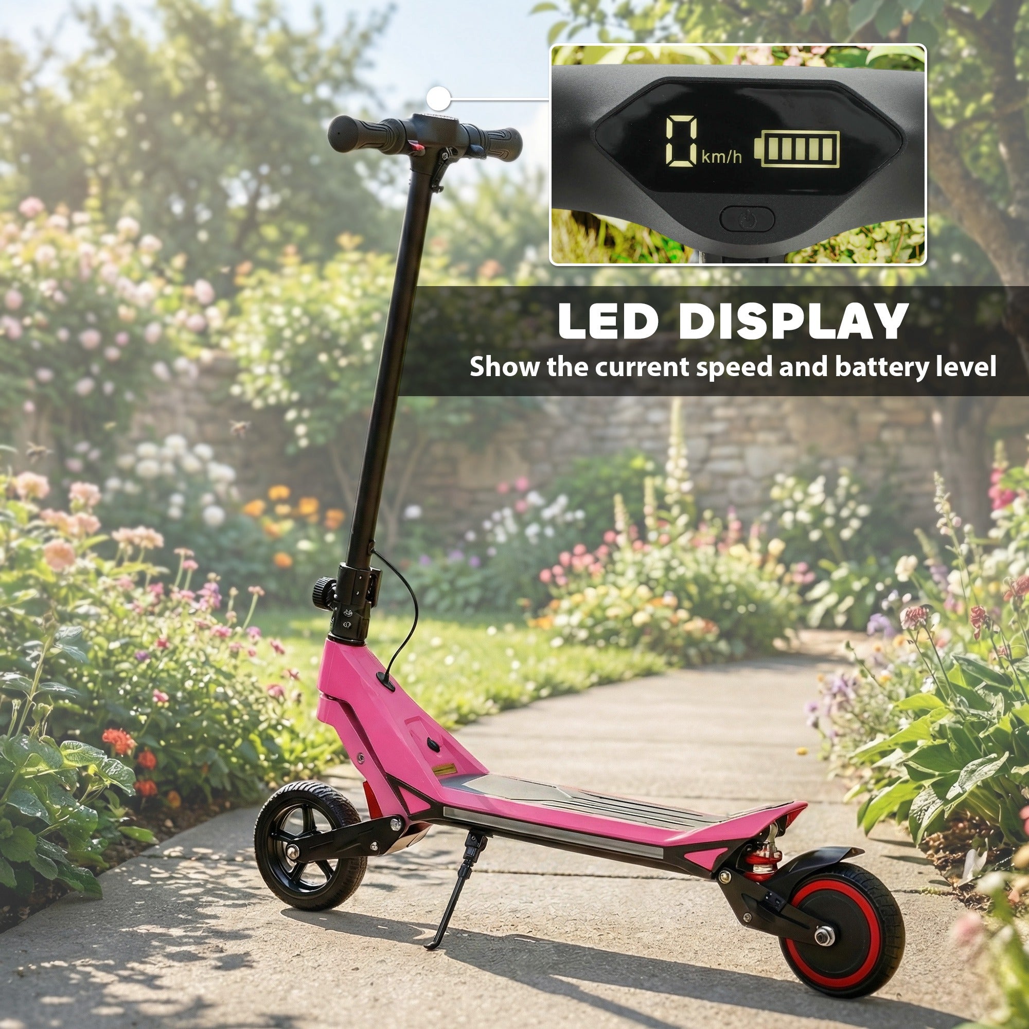 SPORTNOW Kids Foldable Electric Scooter with LED Display