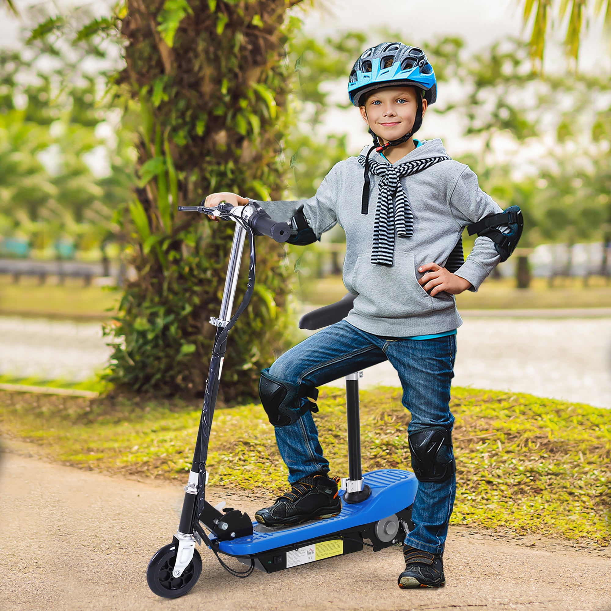 HOMCOM Kids Electric Scooter with Seat & Brakes