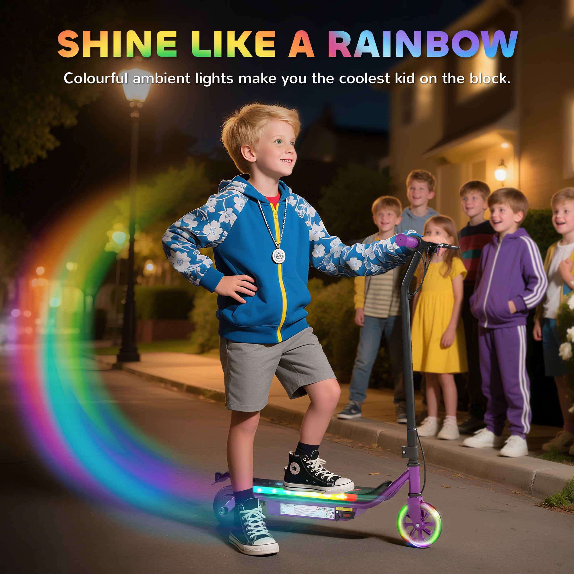 AIYAPLAY Kids Electric Scooter Dual Brakes