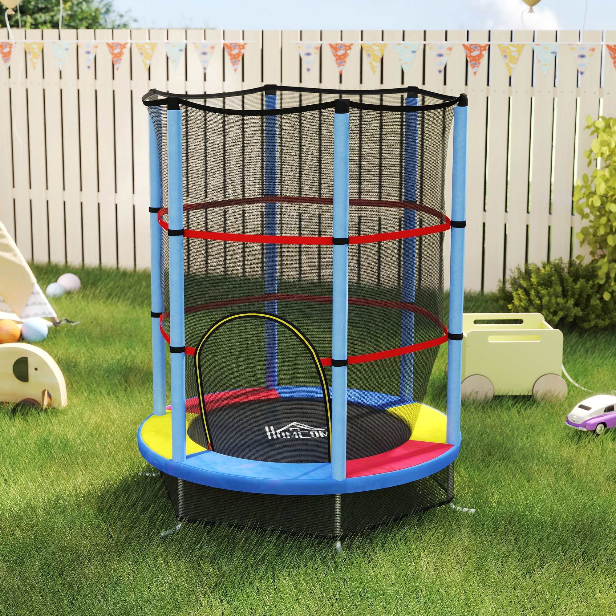HOMCOM Kids Trampoline, with Enclosure Net, Steel Frame, for Ages 3-6 Years 2