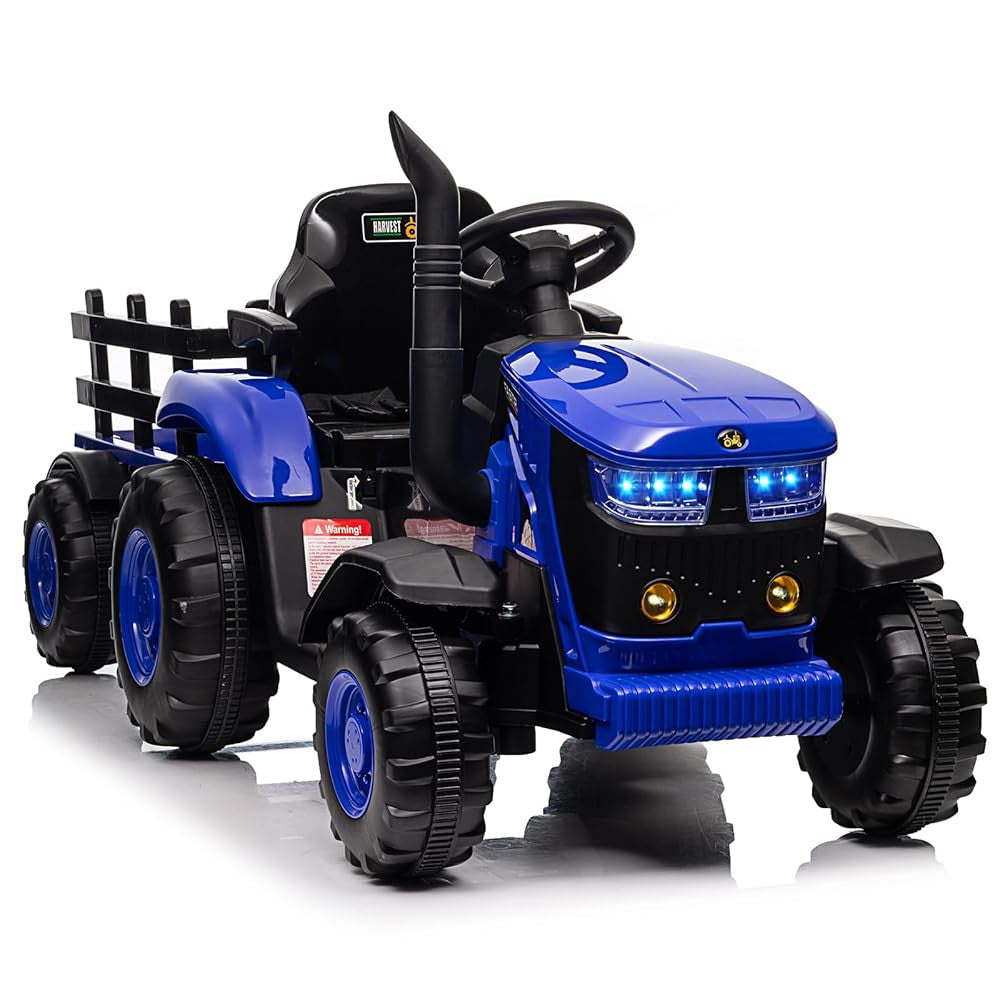 12V Turbo Harvest Tractor with Trailer (HL3388B) - Blue