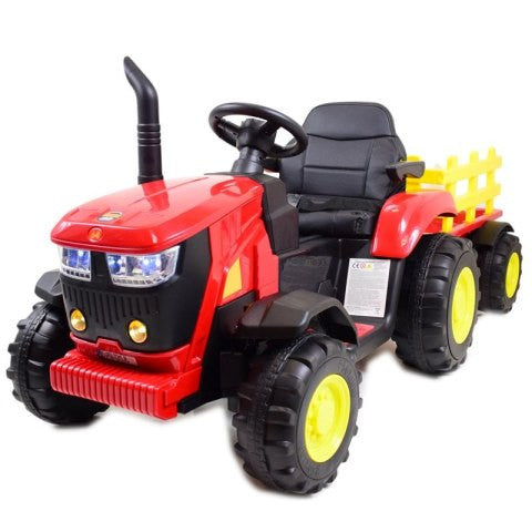 12V Turbo Harvest Tractor with Trailer (HL3388B) - Red