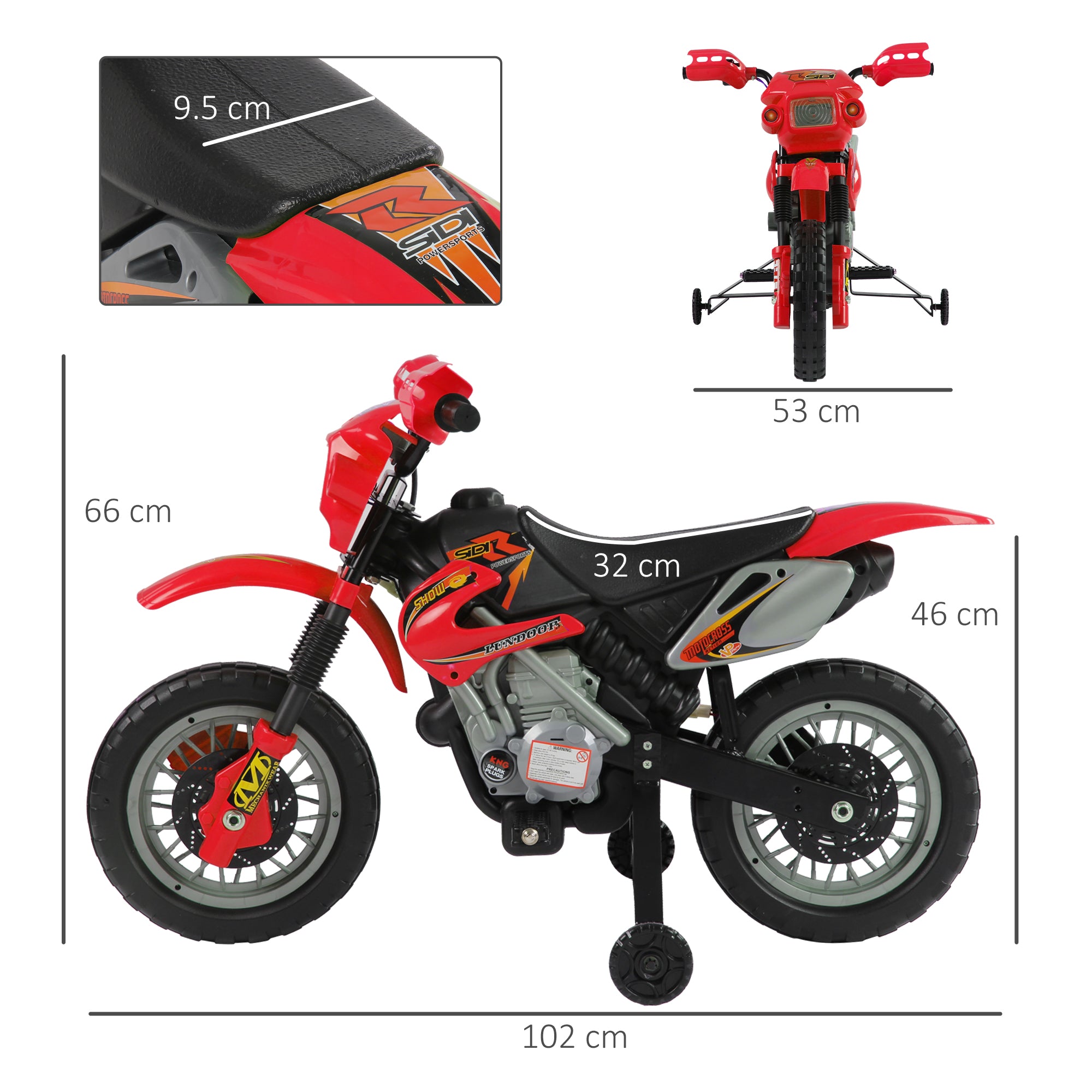 HOMCOM Kids Electric Ride-On Motorbike - Red
