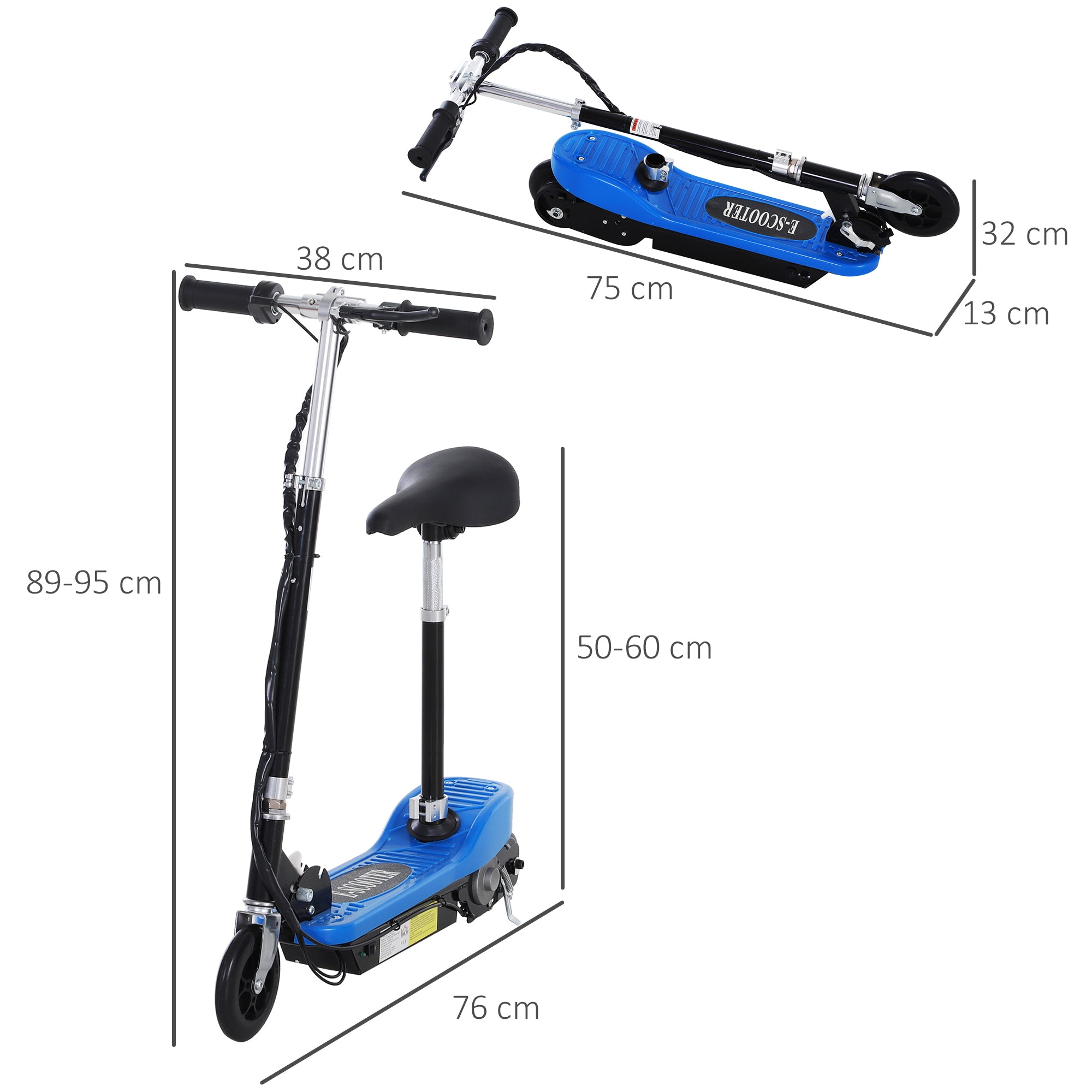 HOMCOM Kids Electric Scooter with Seat & Brakes