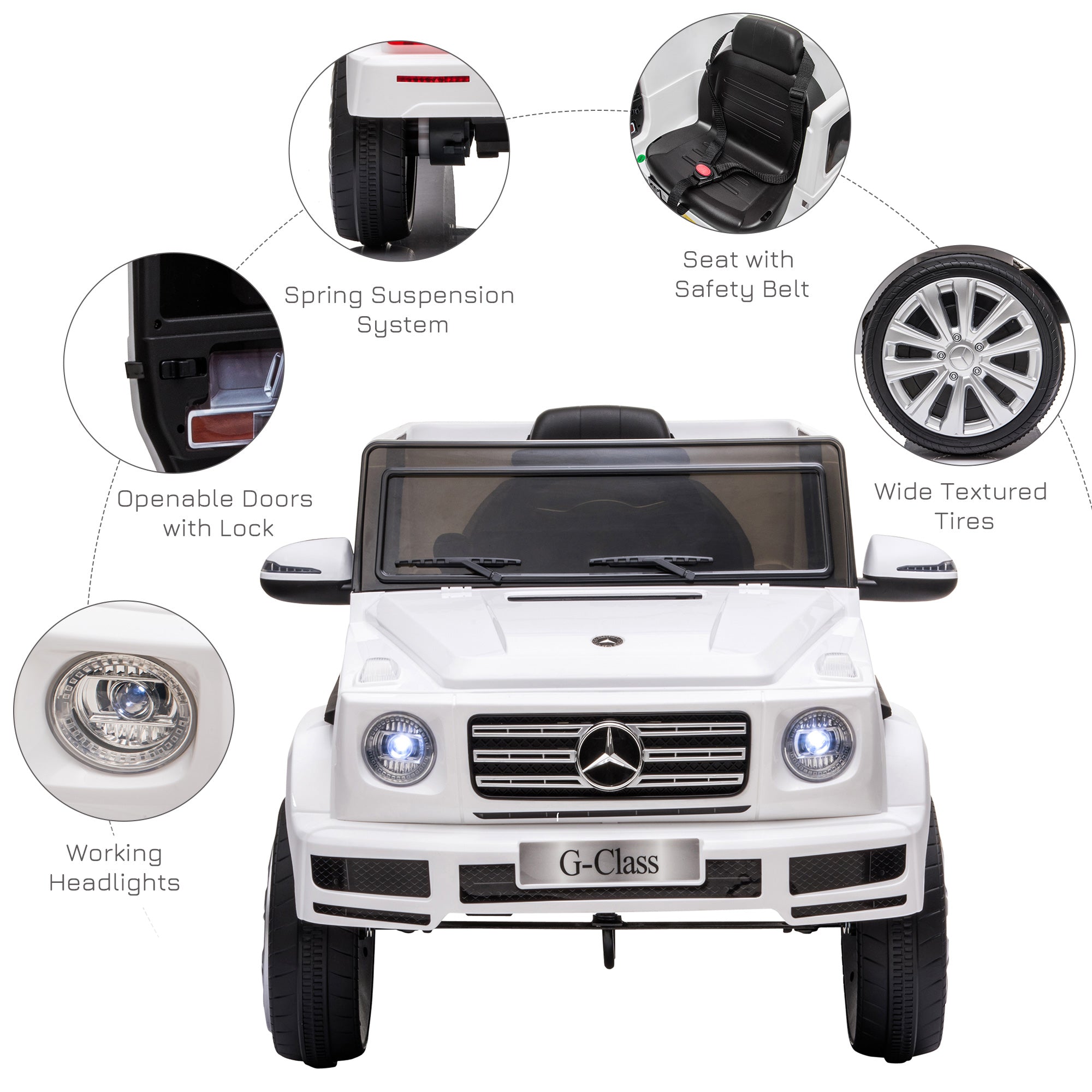 HOMCOM Mercedes-Benz G500 12V Kids Ride-On Car - White