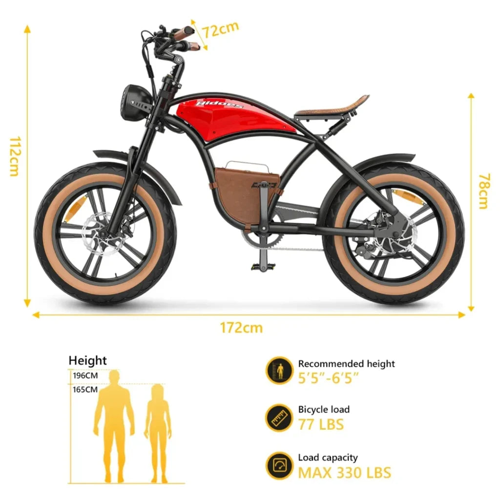 Hidoes B10 Fat Tire Electric Bike dimensions