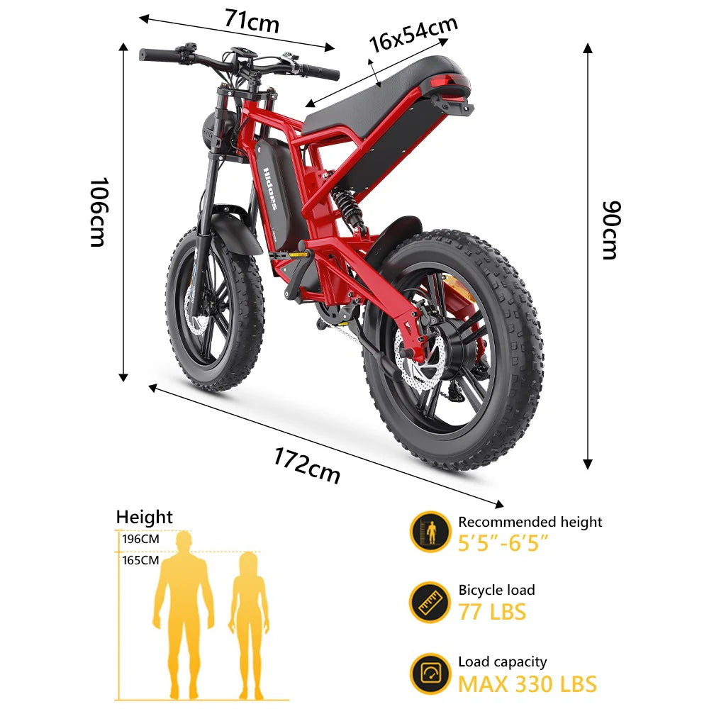 Hidoes B6 Electric Bike size and dimensions