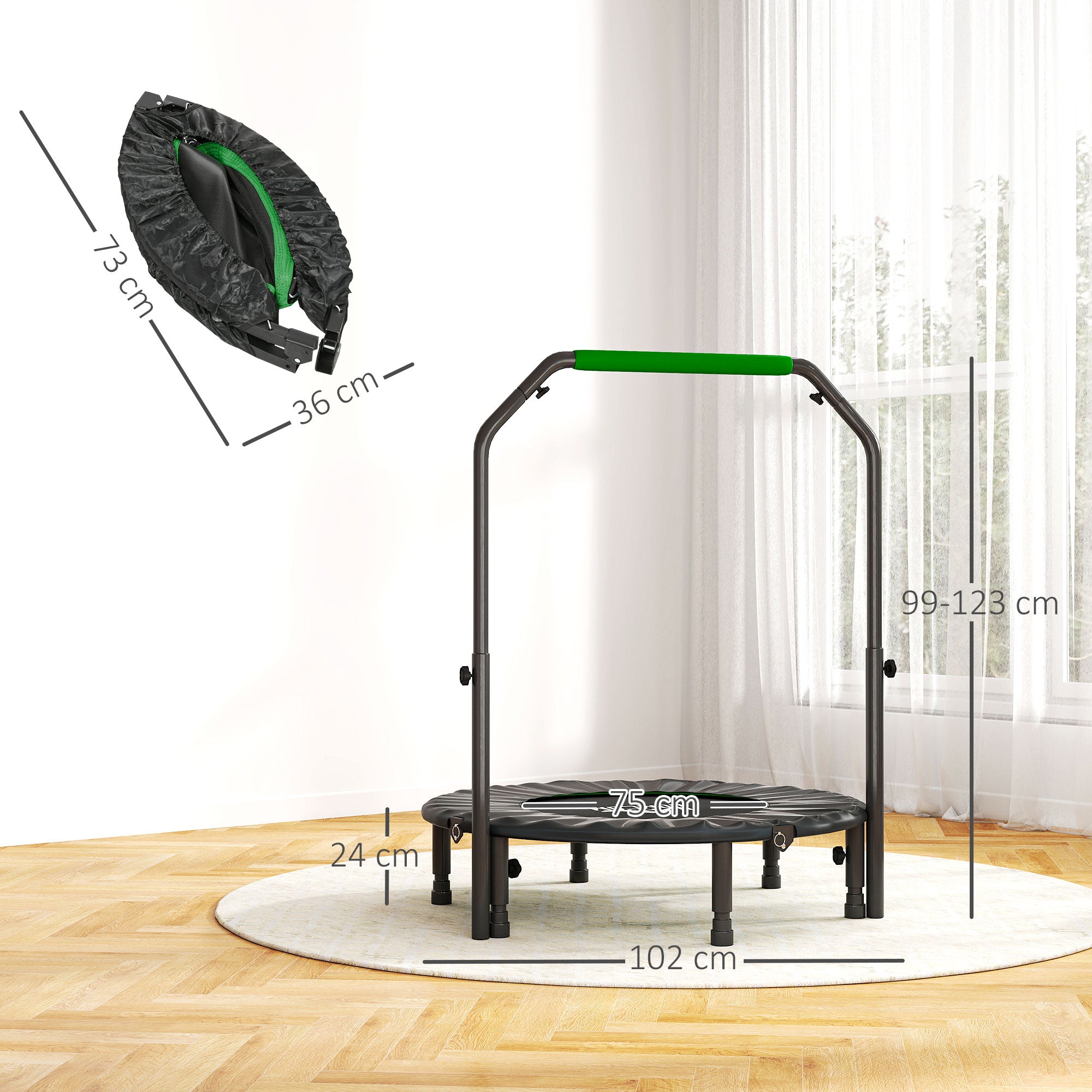 HOMCOM 40" Foldable Mini Fitness Trampoline - Black