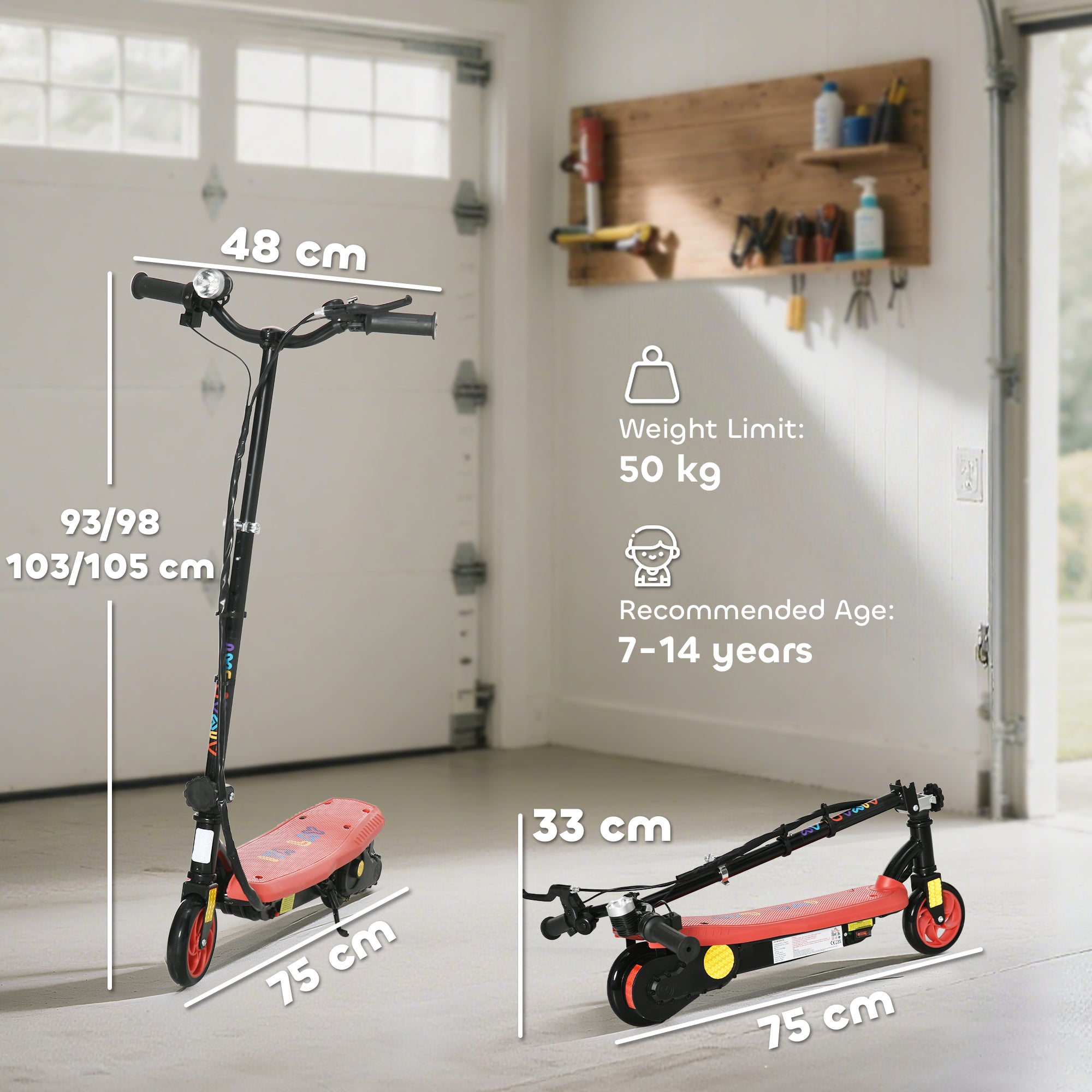 HOMCOM Kids Electric Scooter with LED Lights
