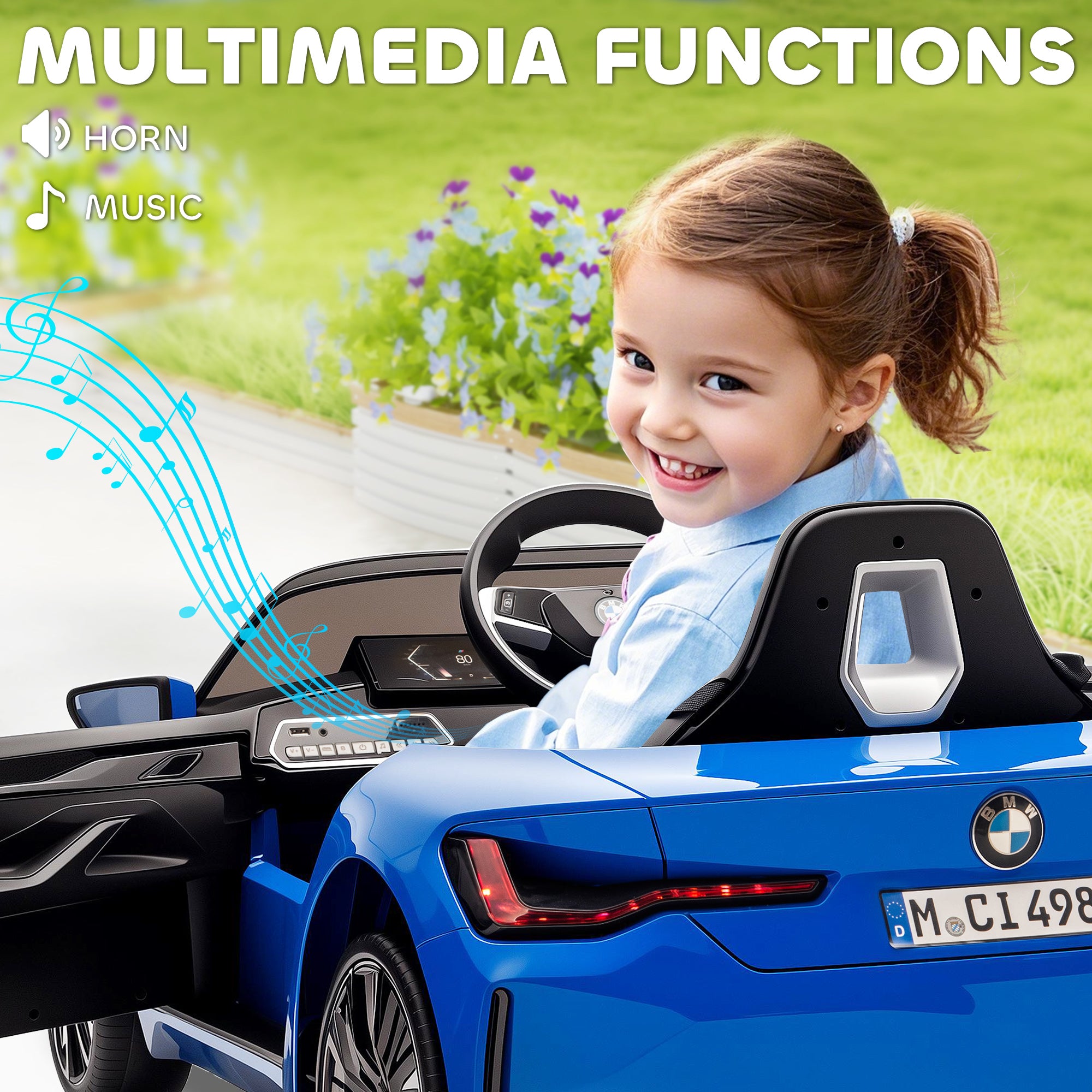 HOMCOM BMW i4 12V Kids Ride-On Car - Blue