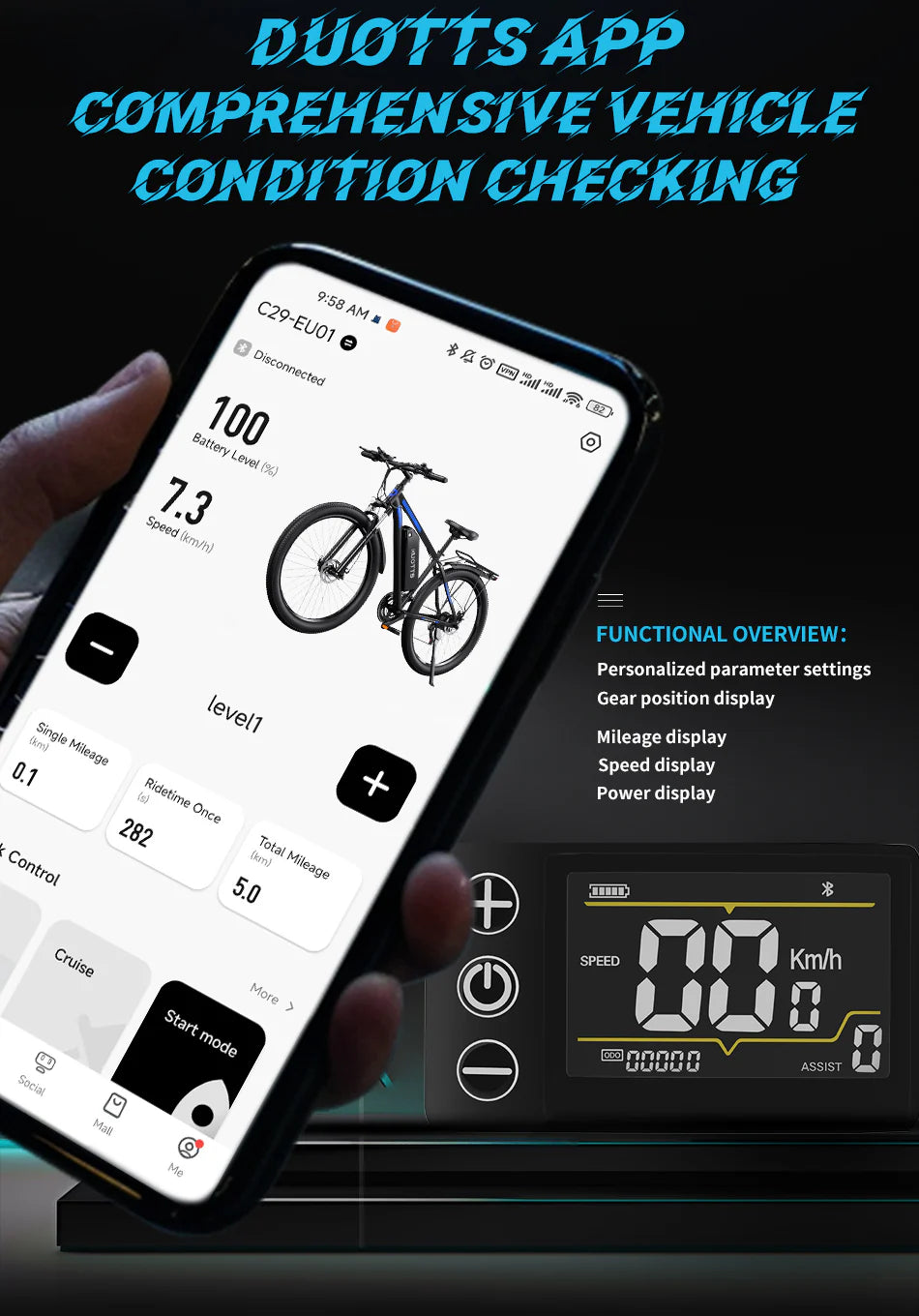 DUOTTS C29 29” Electric Mountain Bike 48V 15AH 14